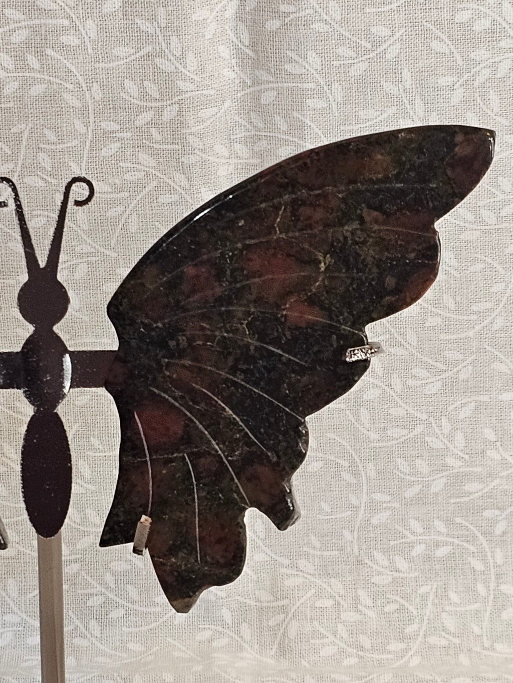 Fruit Jasper Crystal Butterfly Wings with Stand - 5 Inch Natural Stone Decor