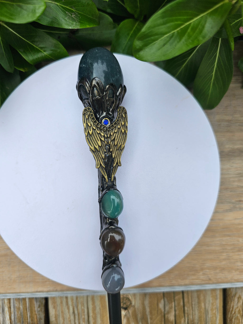 Jade Crystal Magic Wand with Angel's Wings