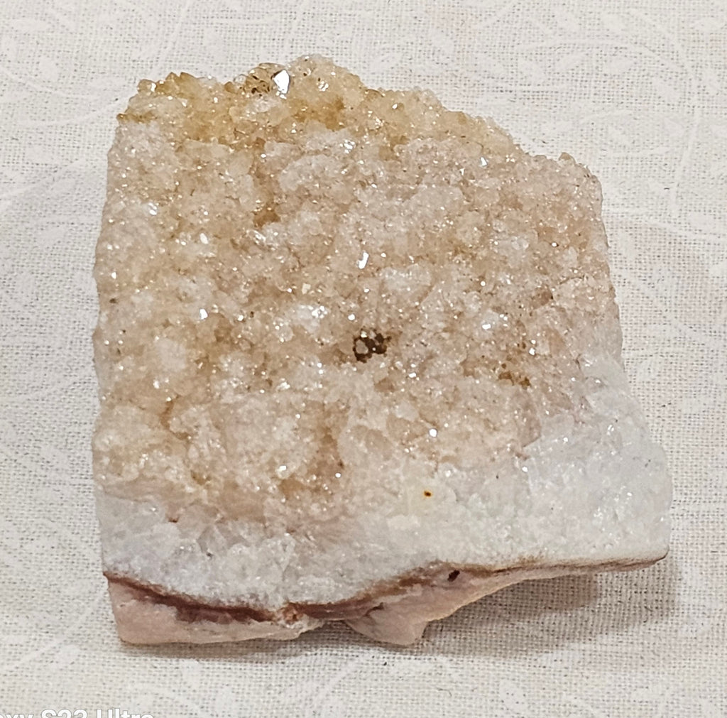 Apophyllite with Pink Calcite Raw Crystal Cluster.