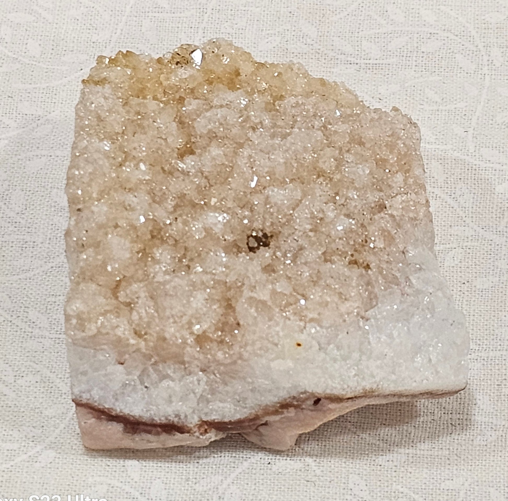 Apophyllite with Pink Calcite Raw Crystal Cluster.