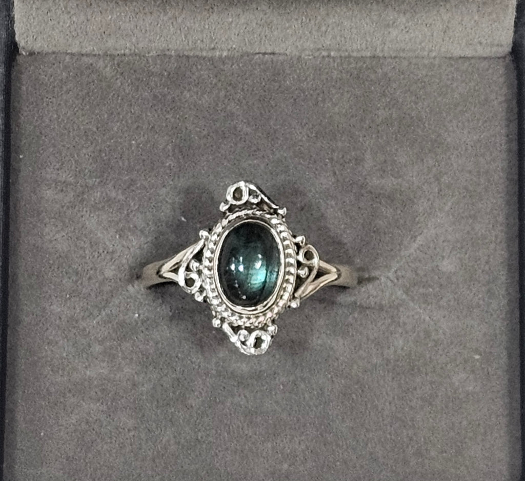 Sterling Silver Labradorite Gemstone Ring Enchanting Flash - Size 7.5