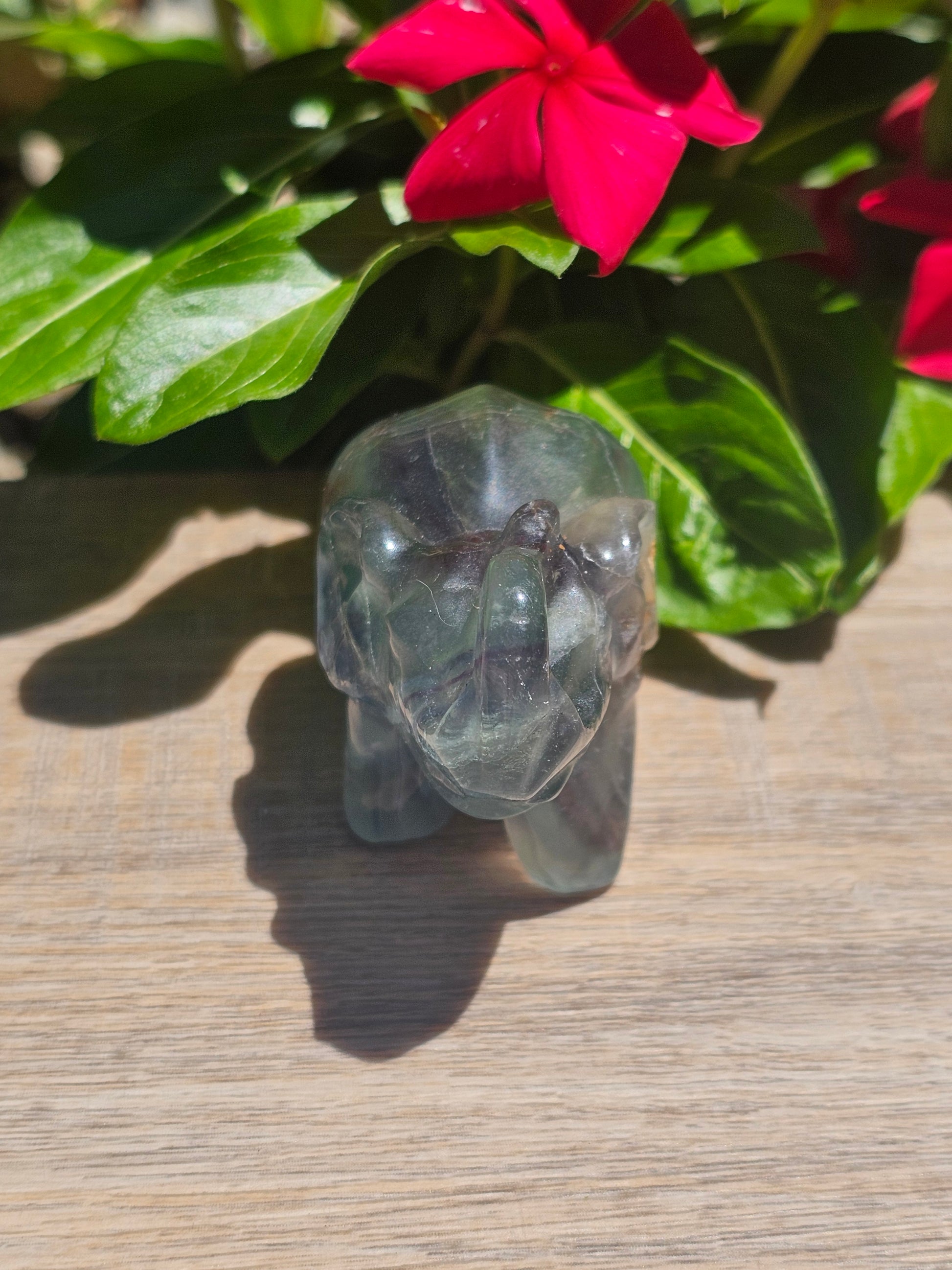 Green Fluorite Crystal Elephant Carving
