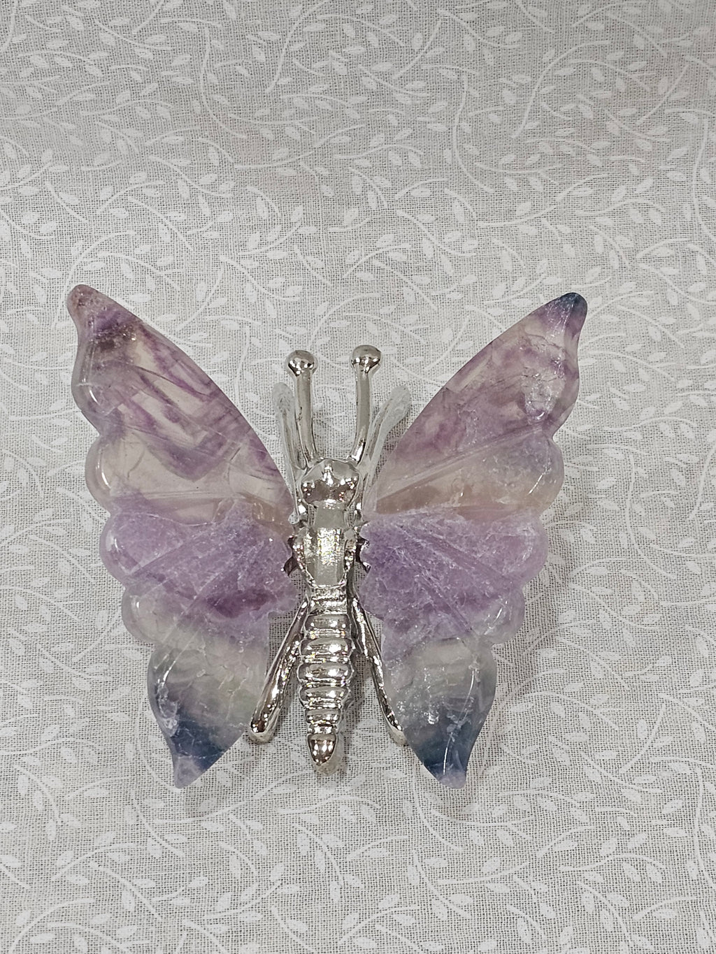 Rainbow Fluorite Crystal Butterfly 4 Inch