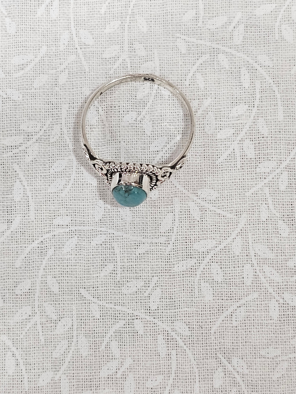 Sterling Silver Turquoise Gemstone Ring Classic Design - Size 8
