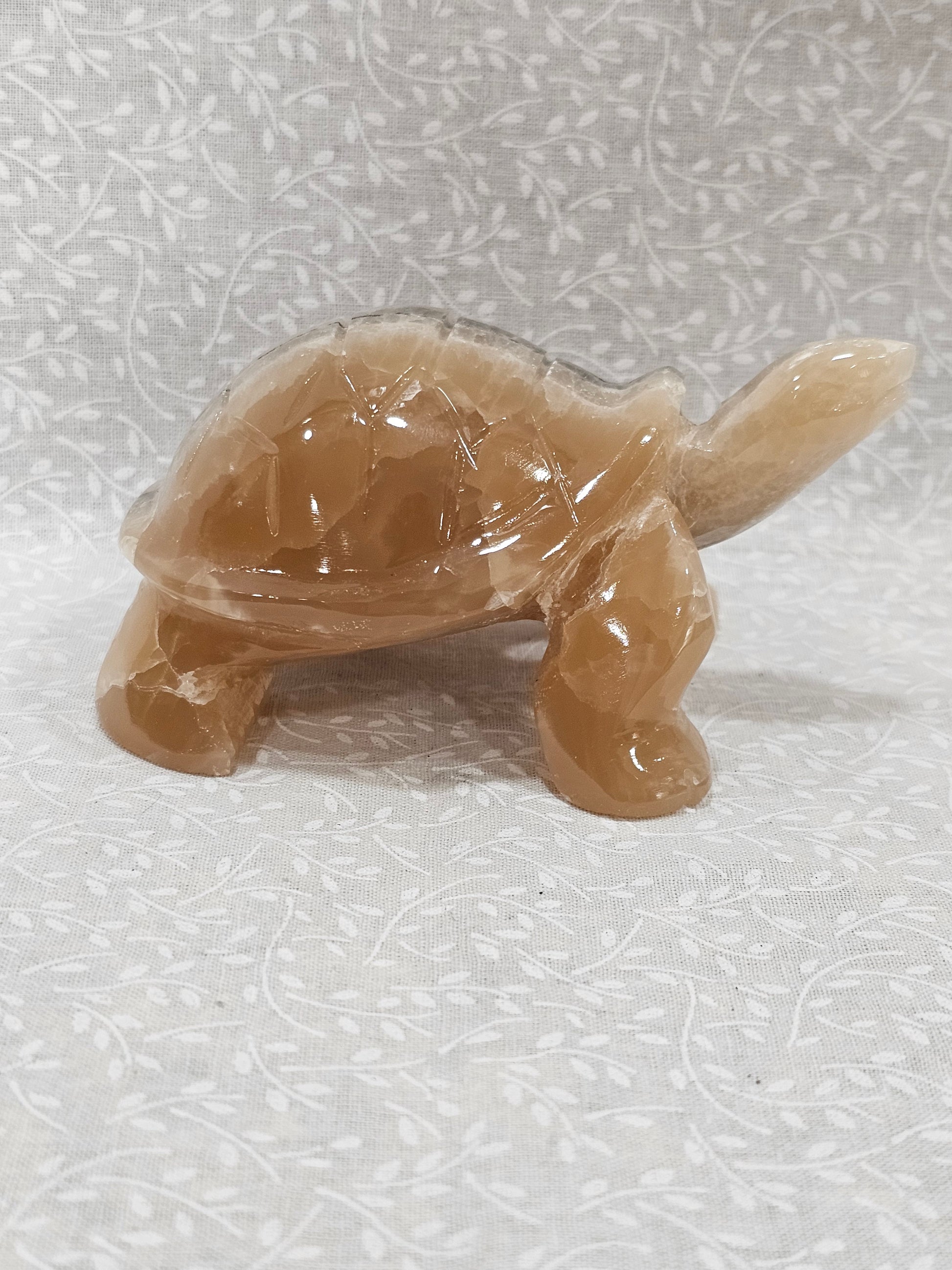 Honey Calcite Crystal Turtle 5 Inch