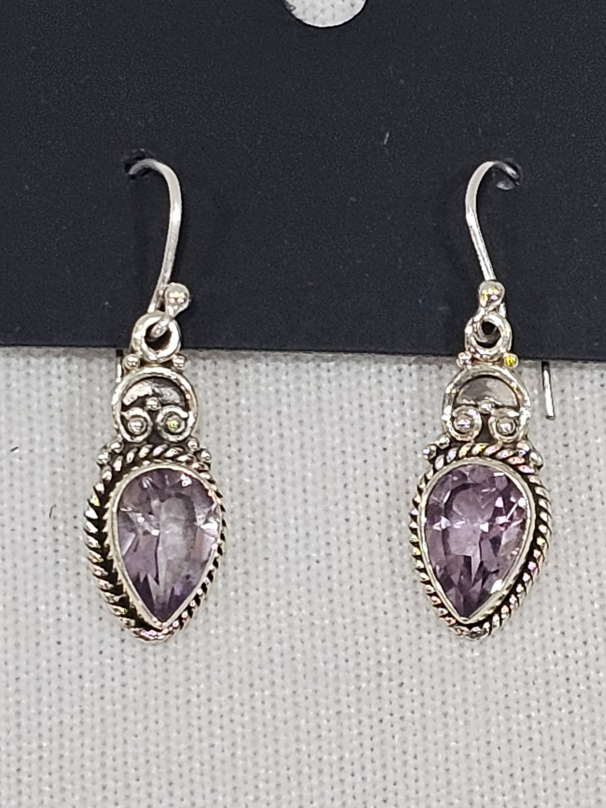Natural Amethyst Earrings - Sterling Silver Crystal Gemstone Jewelry