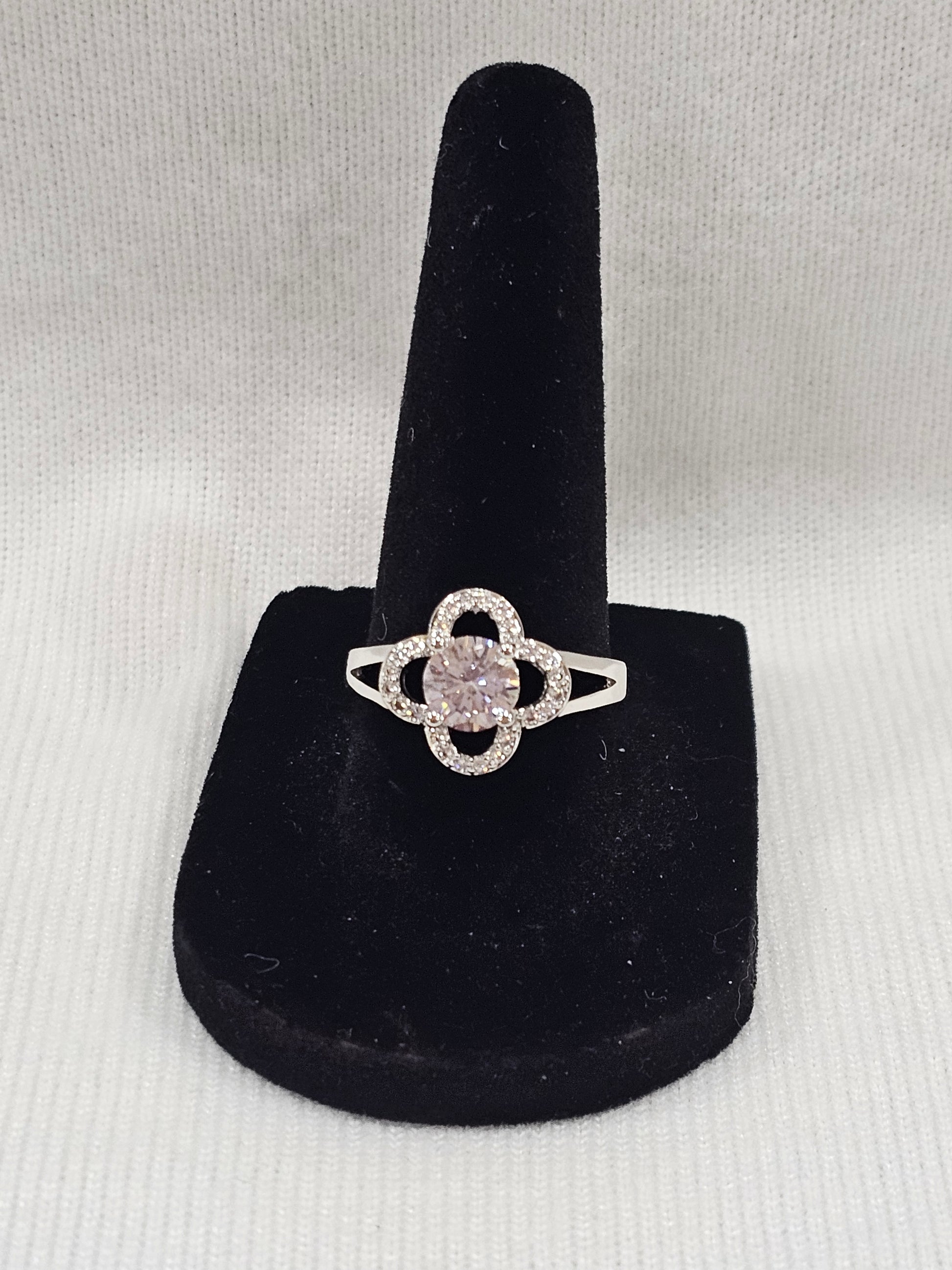 Sapphire Quartz Crystal Ring - Sterling Silver Natural Gemstone Size 7.5 Adjustable