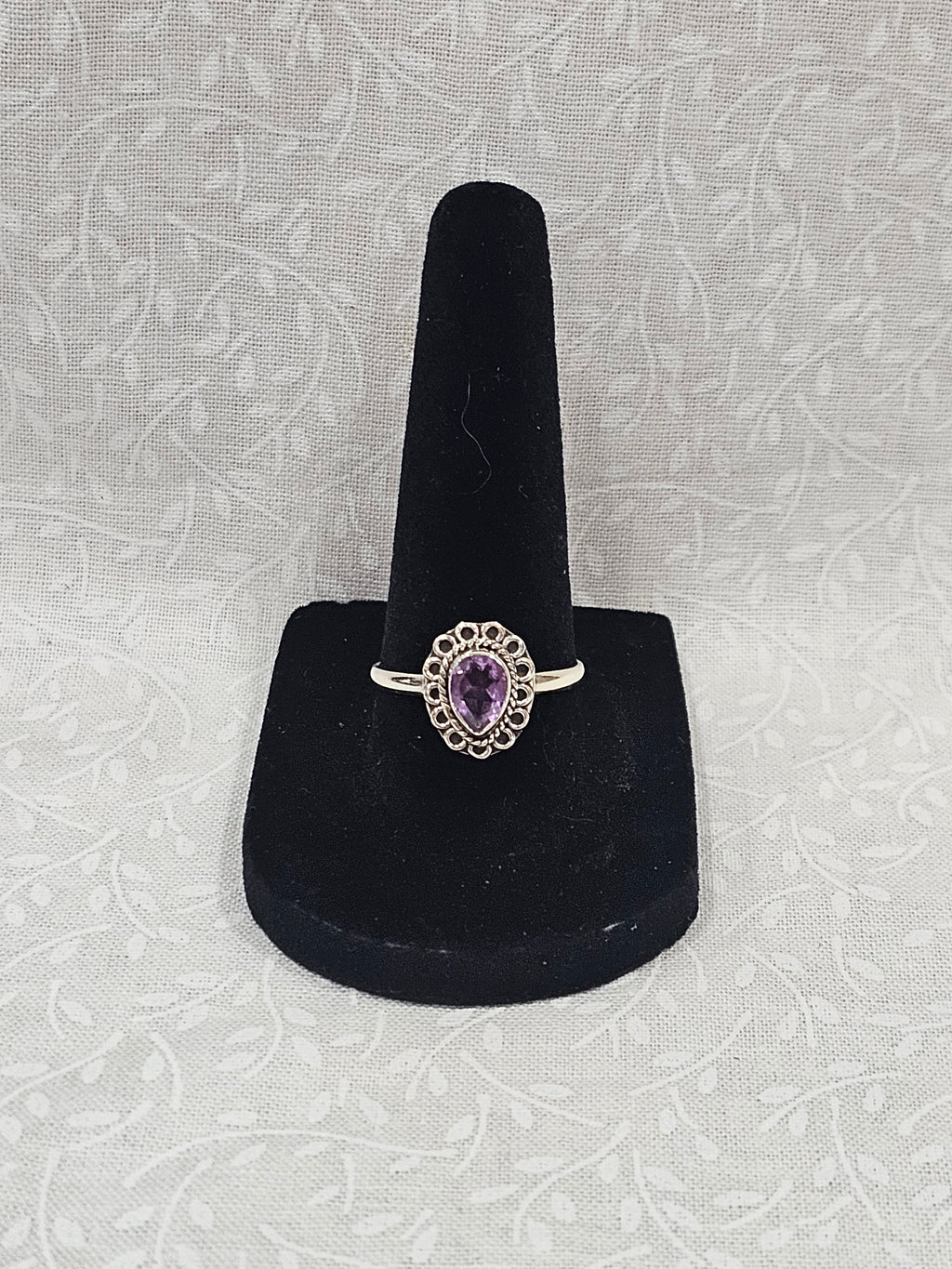 Sterling Silver Amethyst Meditation Ring Spiritual Awakening - Size 8