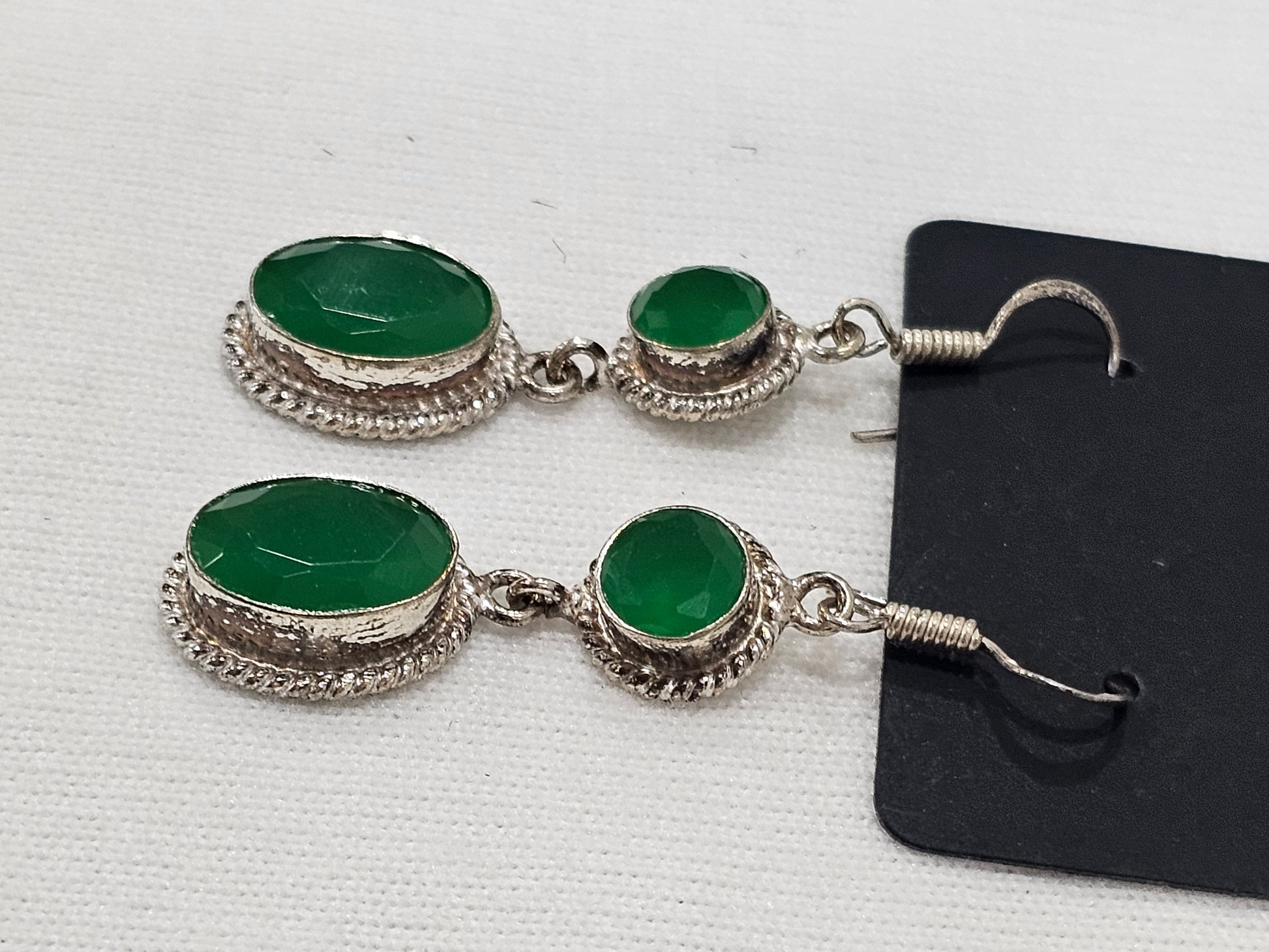 Emerald Sterling Silver Gemstone Earrings