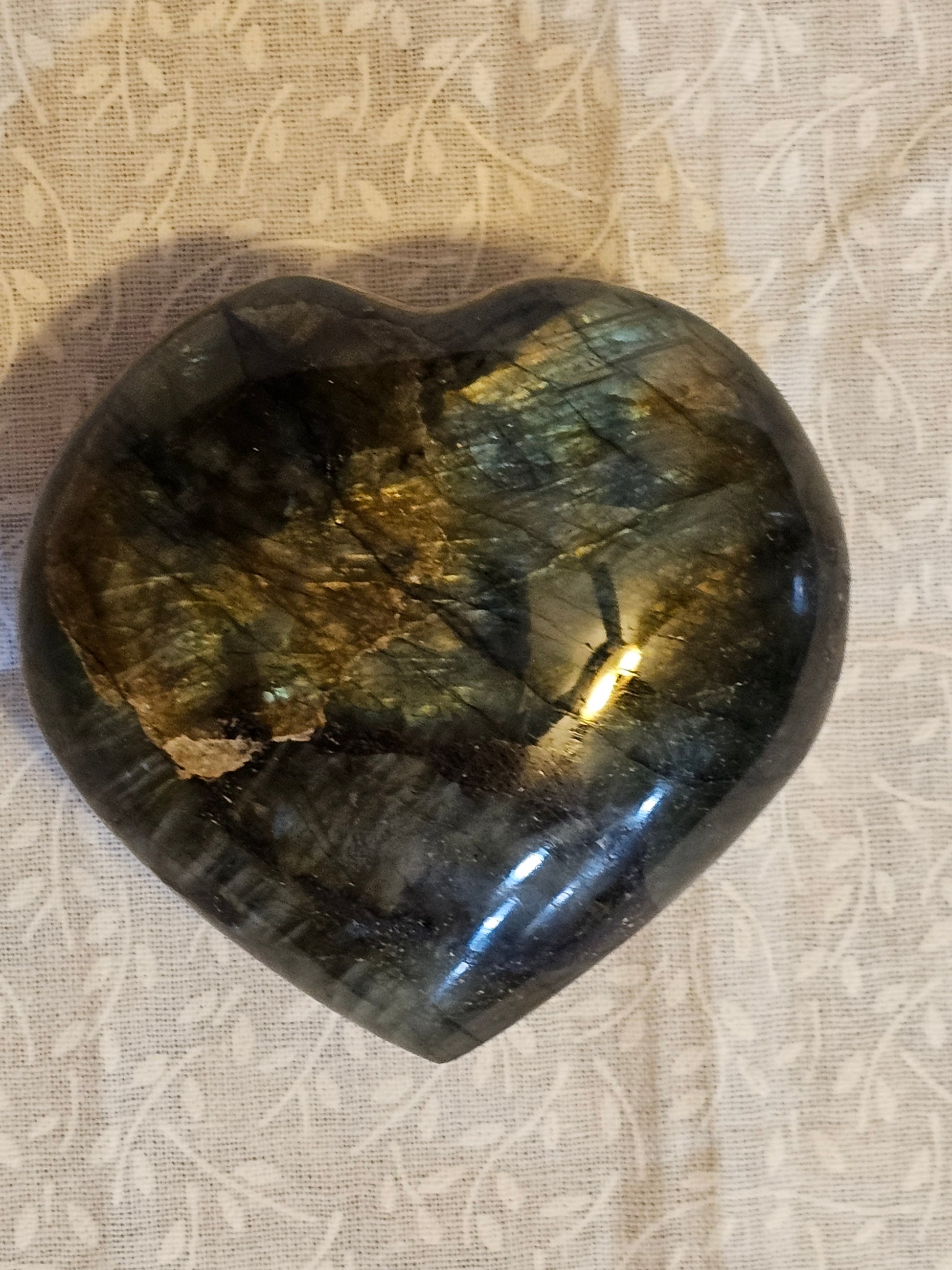 Labradorite Crystal Heart - Natural Stone with Flash