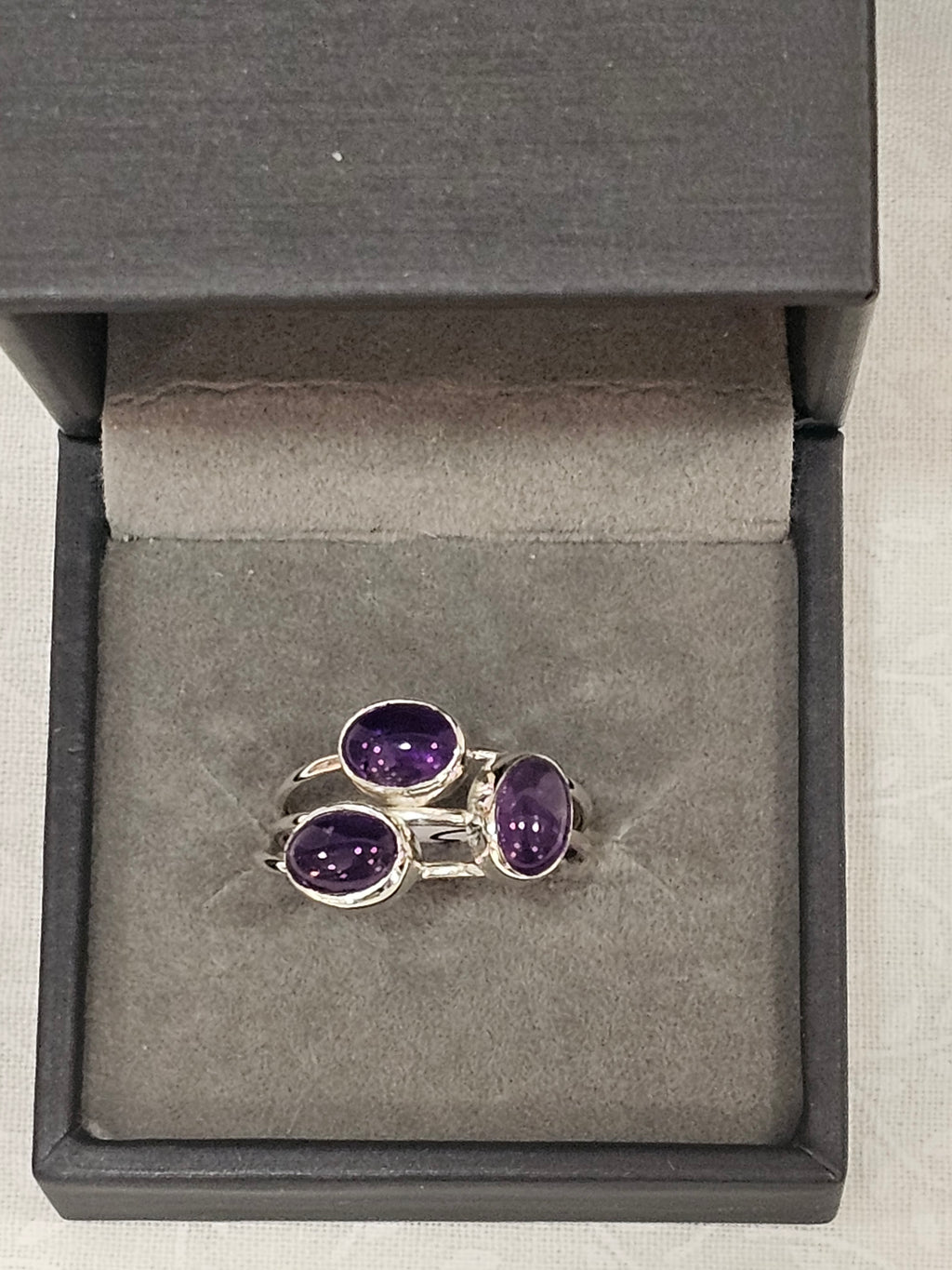 Sterling Silver Open-Back Amethyst Ring - Size 8.5