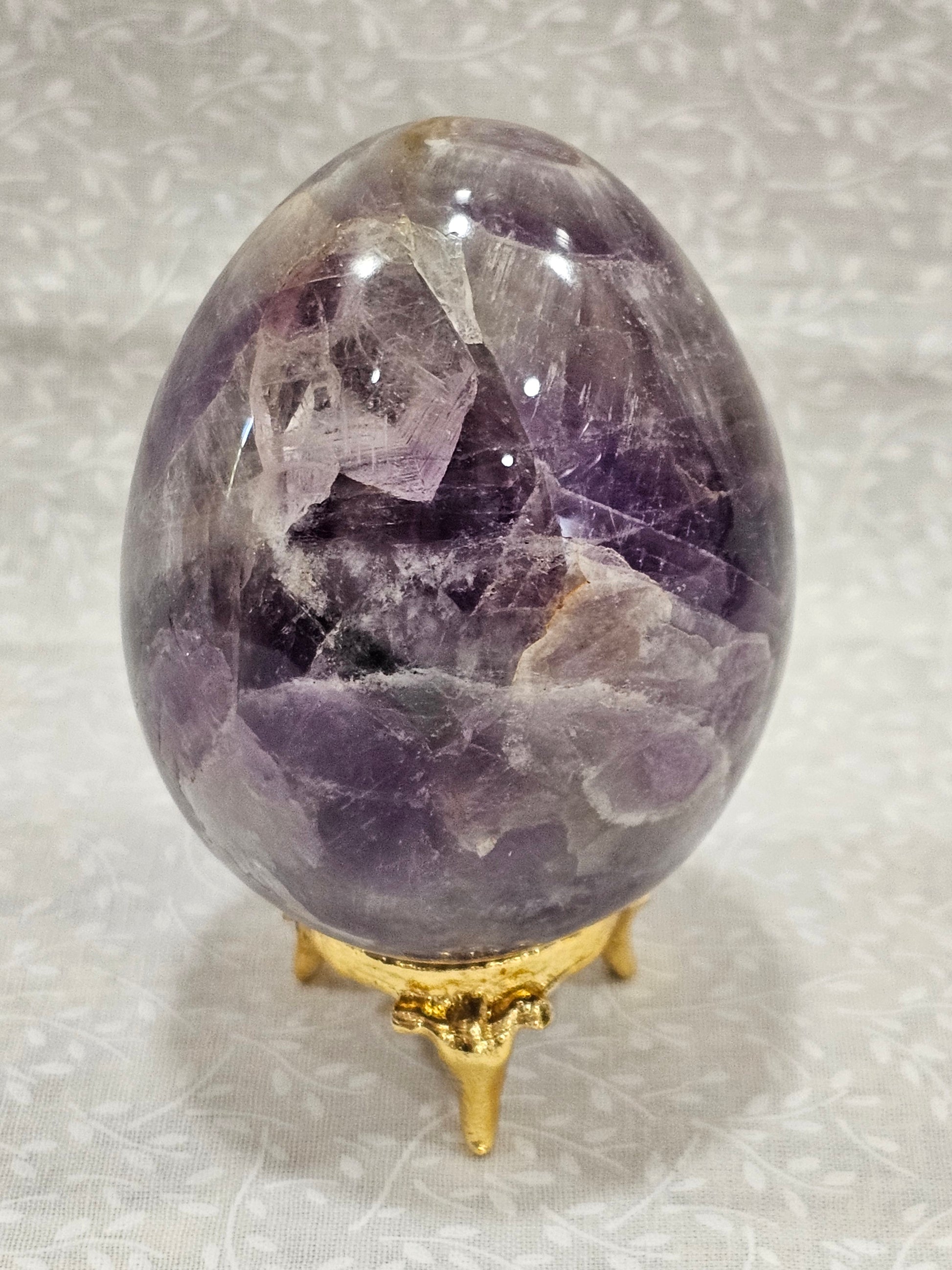 Chevron Amethyst Crystal Egg