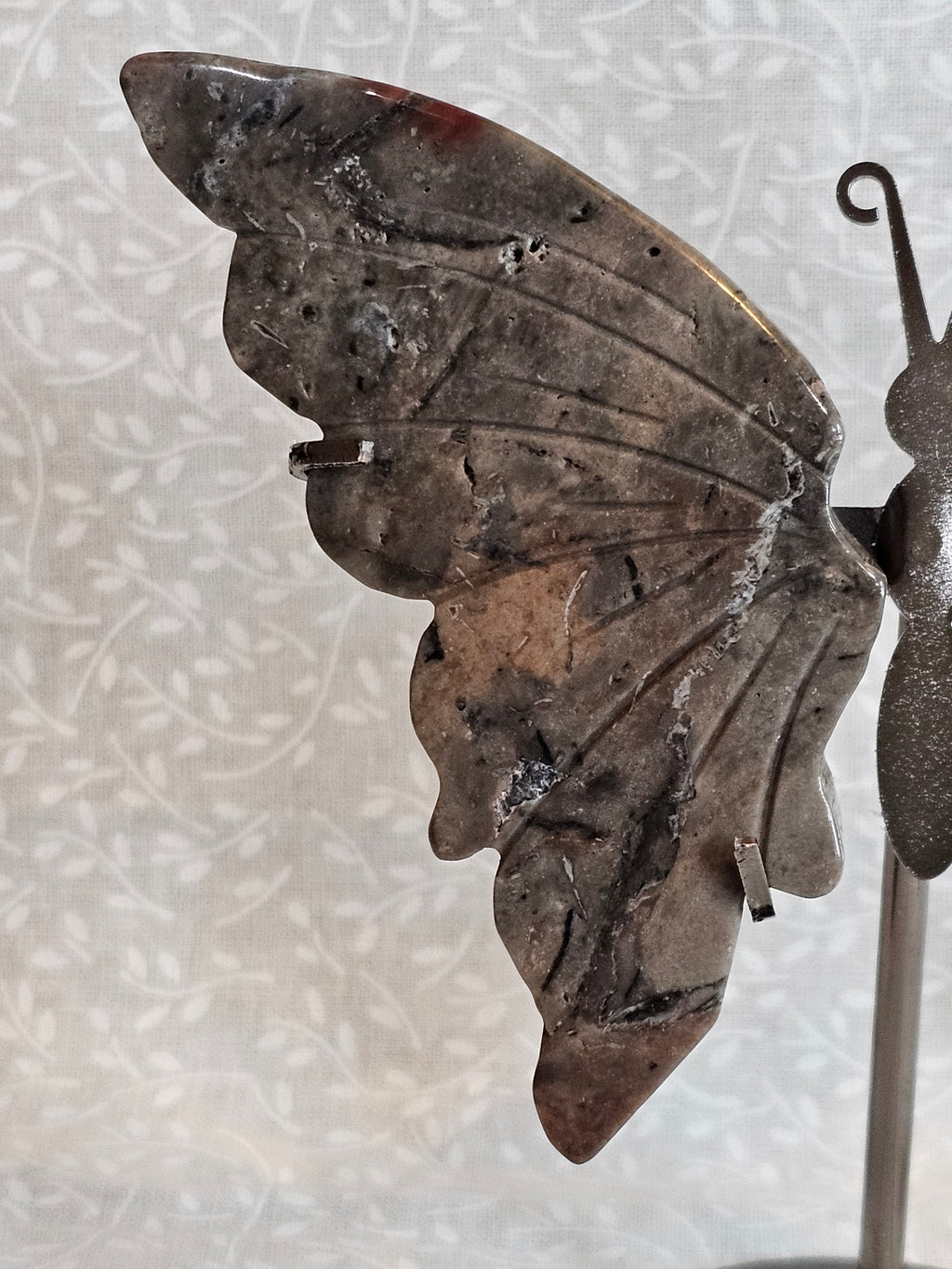 Jasper Crystal Butterfly Wings with Stand - 5 Inch Natural Stone Decor