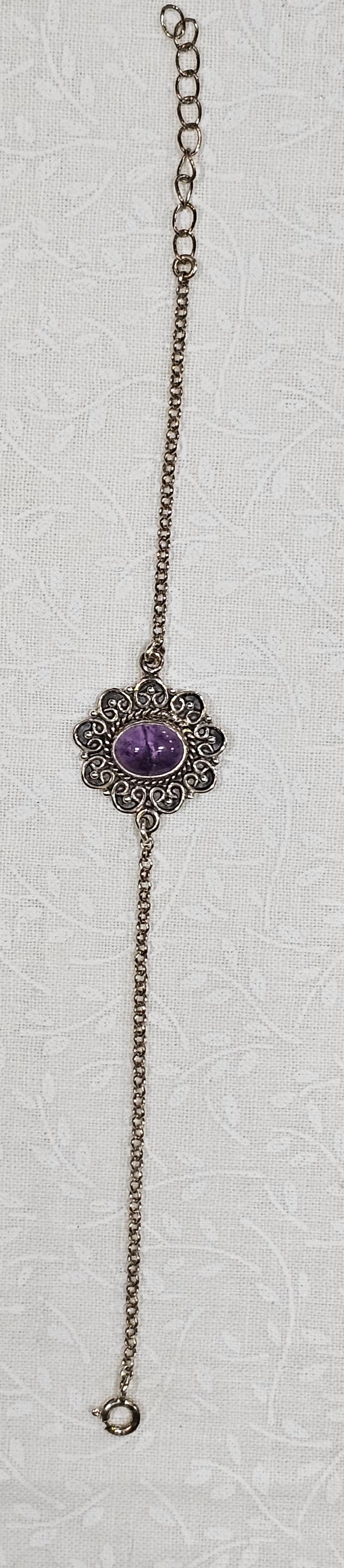 Sterling Silver Amethyst Gemstone Bracelet