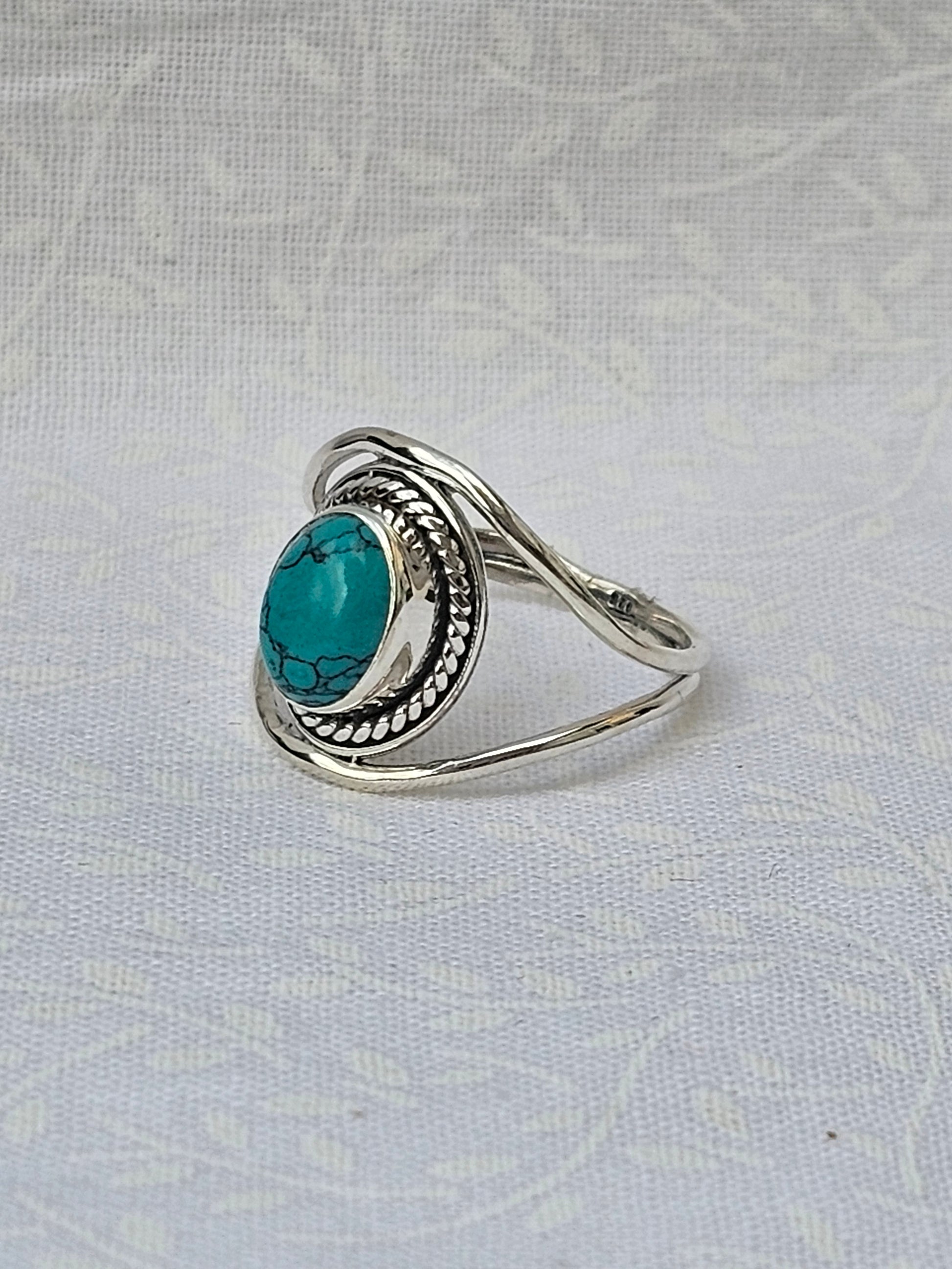 Sterling Silver Turquoise Gemstone Ring Healer Stone - Size 8