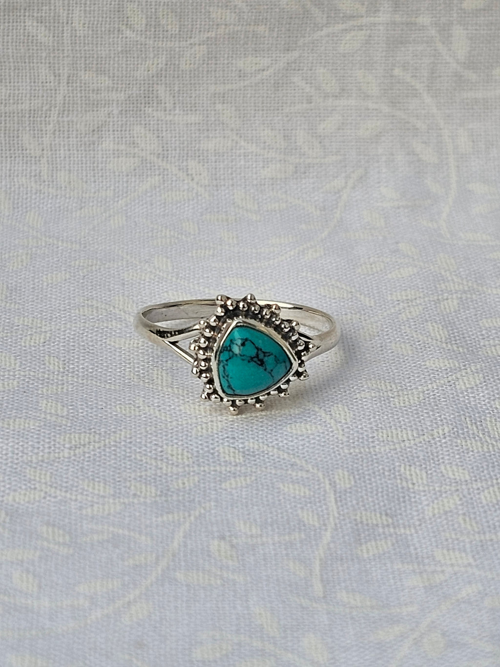 Sterling Silver Turquoise Ring Sacred Stone - Size 8