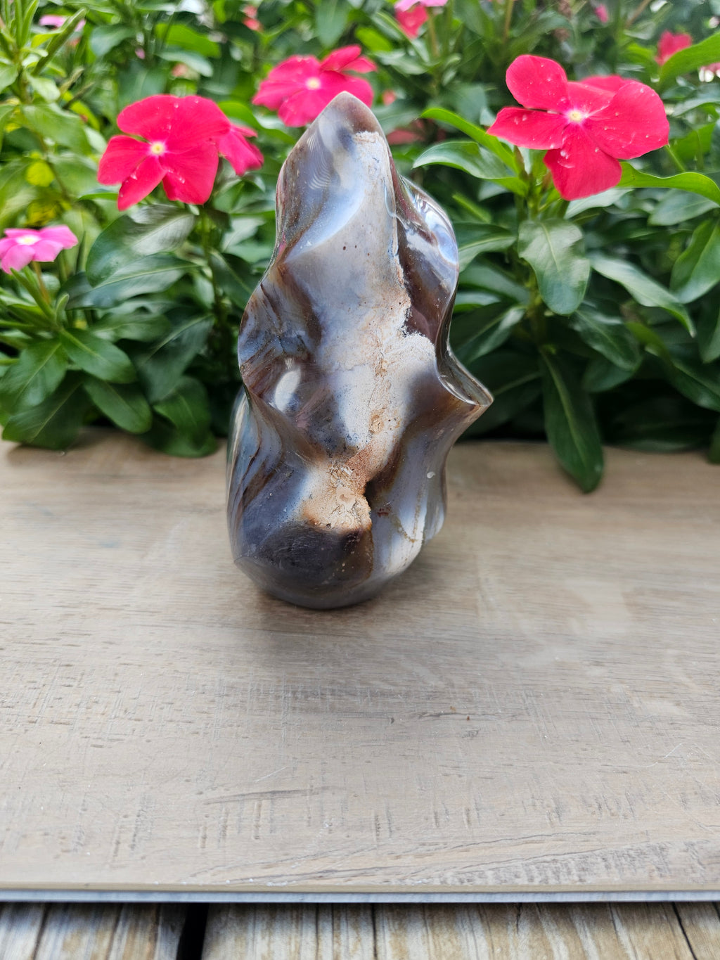 Agate Crystal Flame - Natural Polished Stone 5 Inch