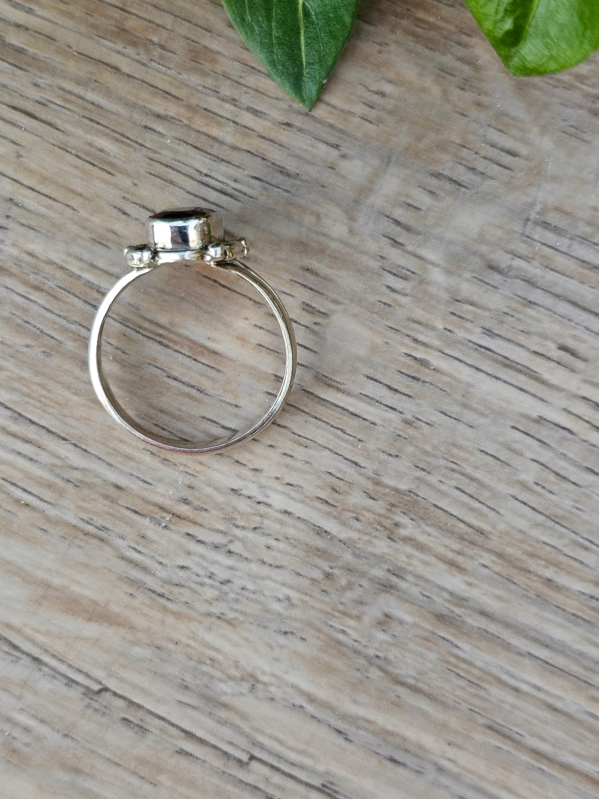 Garnet Gemstone Sterling Silver Ring 6
