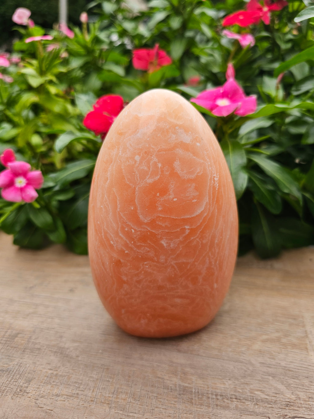 Orange Calcite Crystal Freeform with Light Natural Healing Stone Lamp