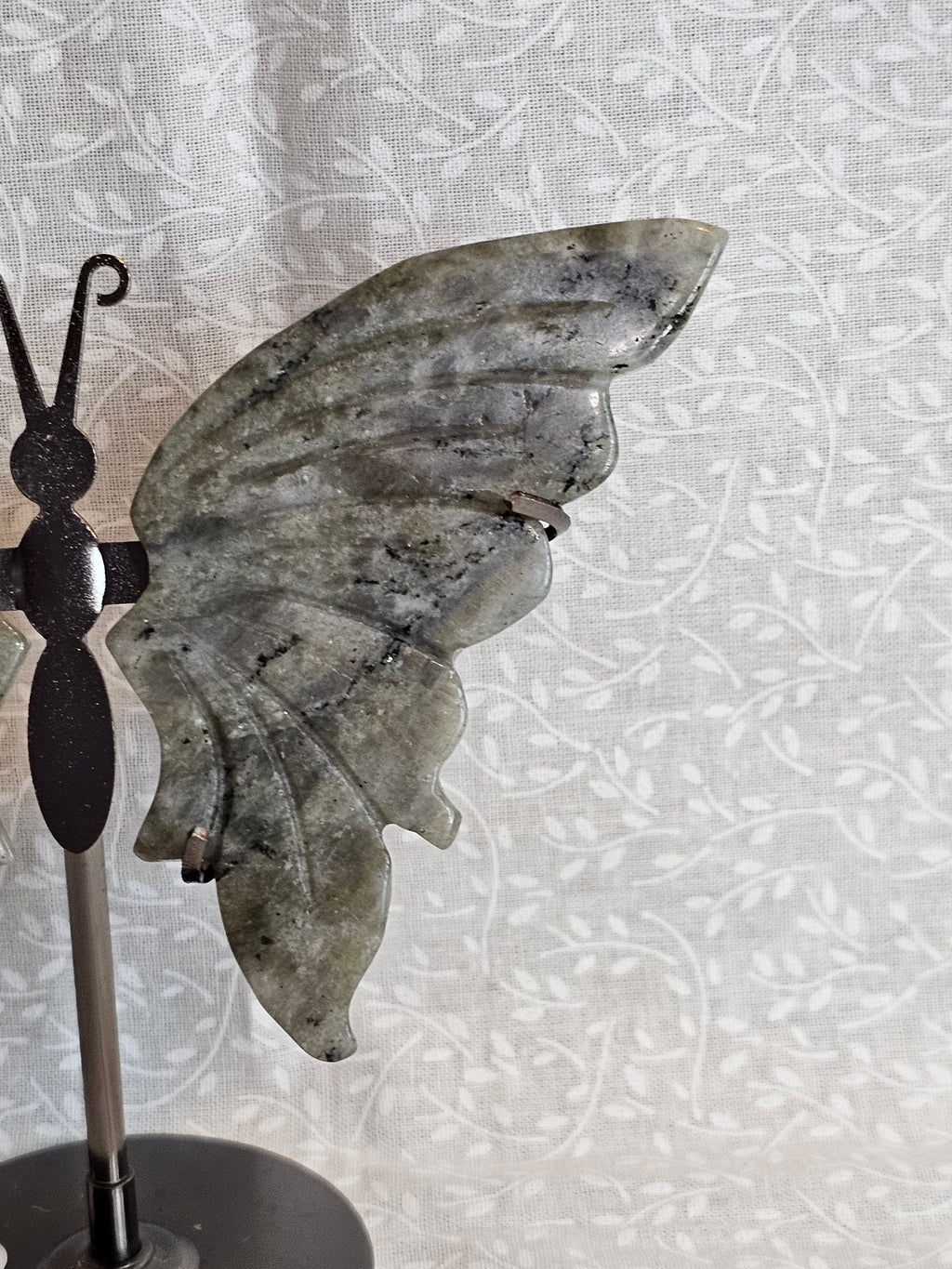 Labradorite Crystal Butterfly Wings with Stand - 5 Inch Natural Stone Decor