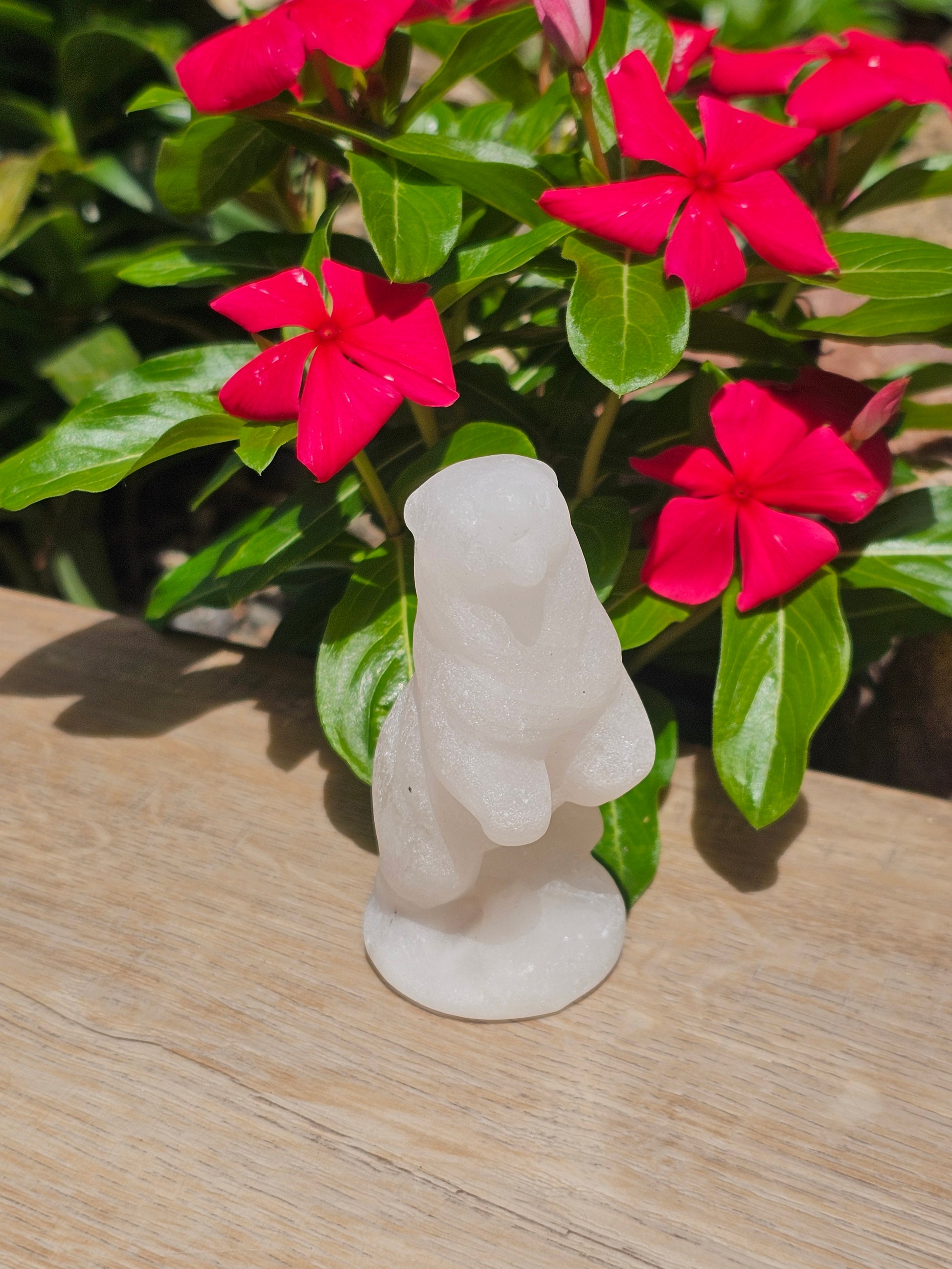 White Quartz Crystal Bear  Figurine