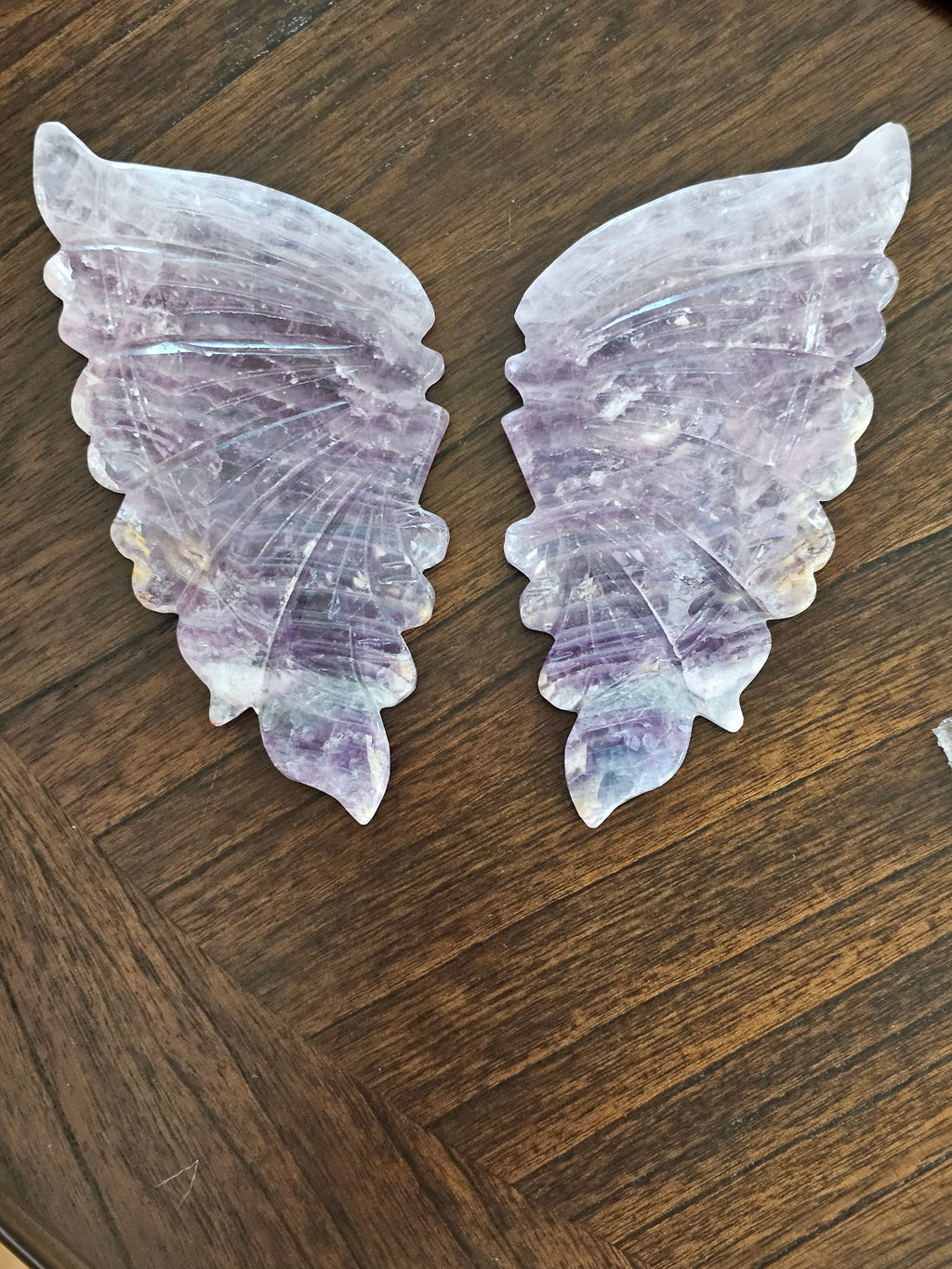 Rainbow Fluorite Crystal Butterfly Wings with Stand