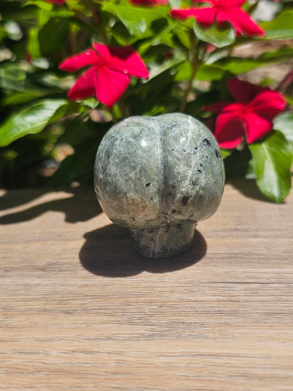Green Moss Agate & Tiger's Eye Crystal Alien Figurine