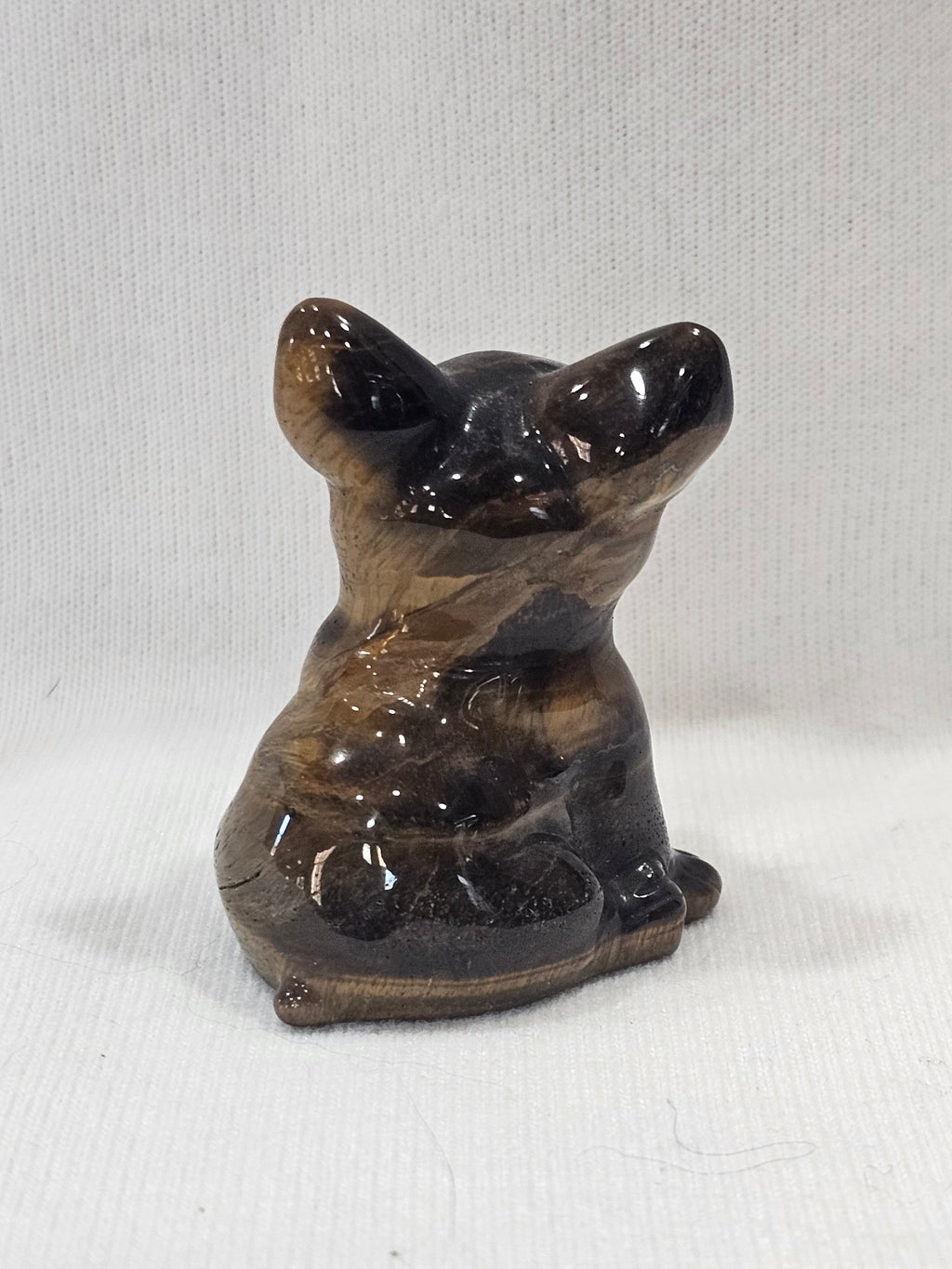 Tiger Eye Frenchie Dog Crystal Carving