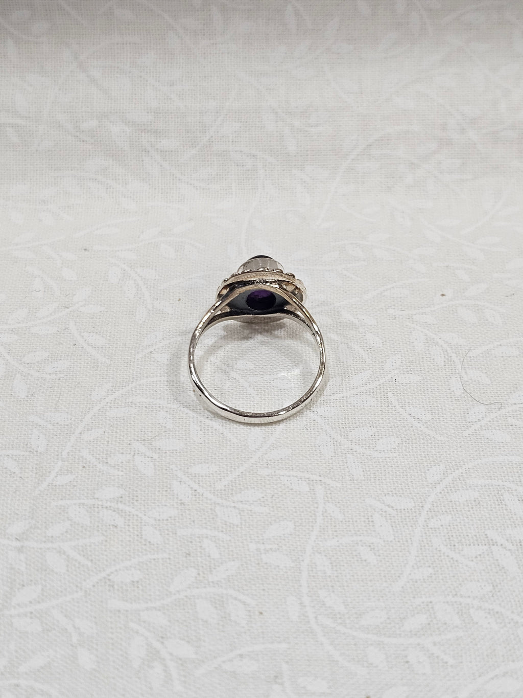 Sterling Silver Black Onyx Crystal Ring - Size 6
