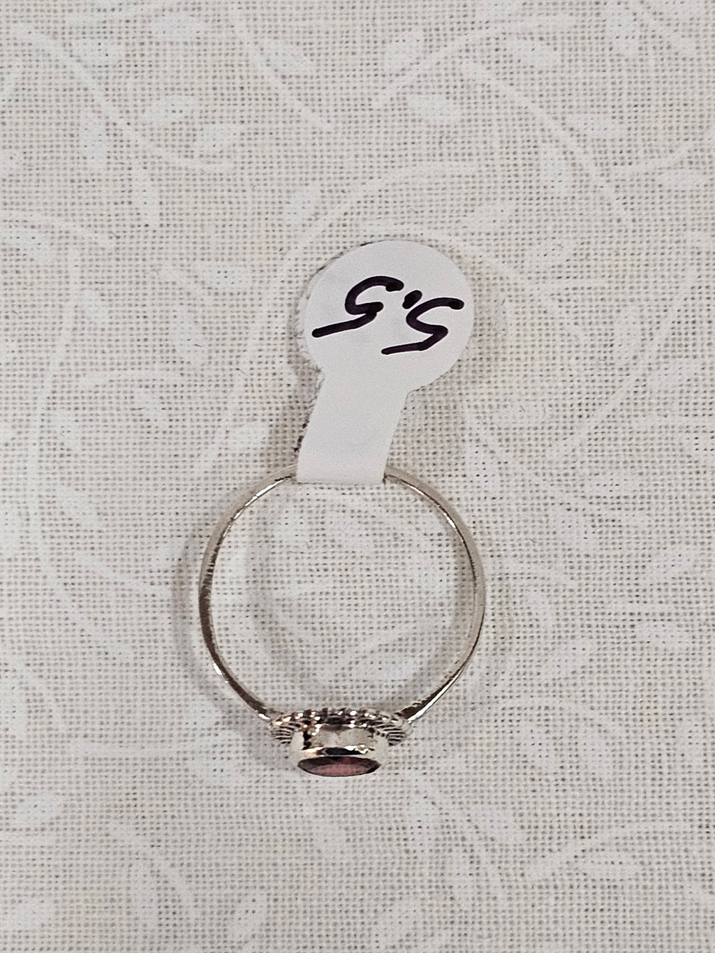 Sterling Silver Amber Gemstone Ring - Size 5.5