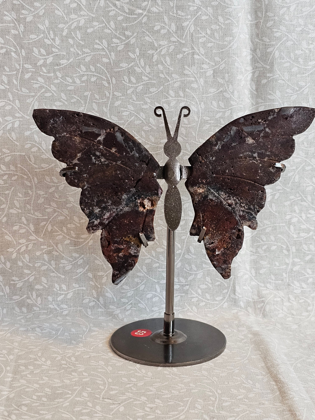 Ocean Jasper Crystal Butterfly Wings with Stand - 5 Inch Natural Stone Decor