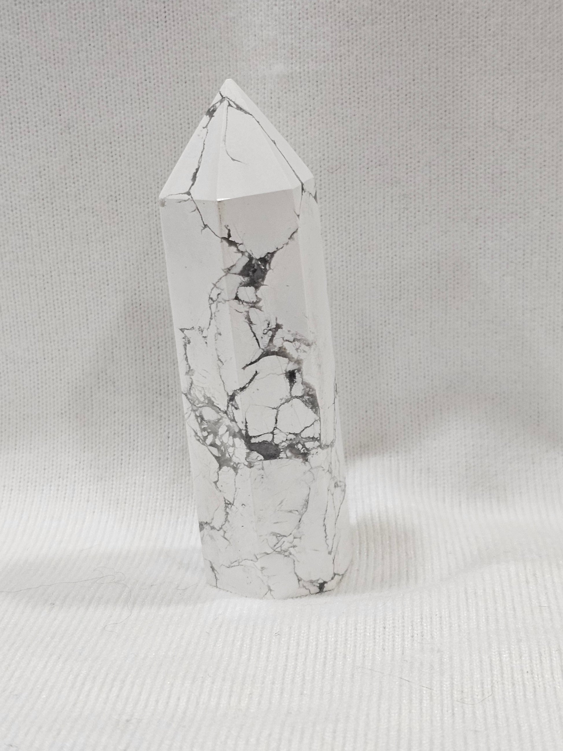 Howlite Crystal Tower – 3¼" Wide | Natural Calming Stone