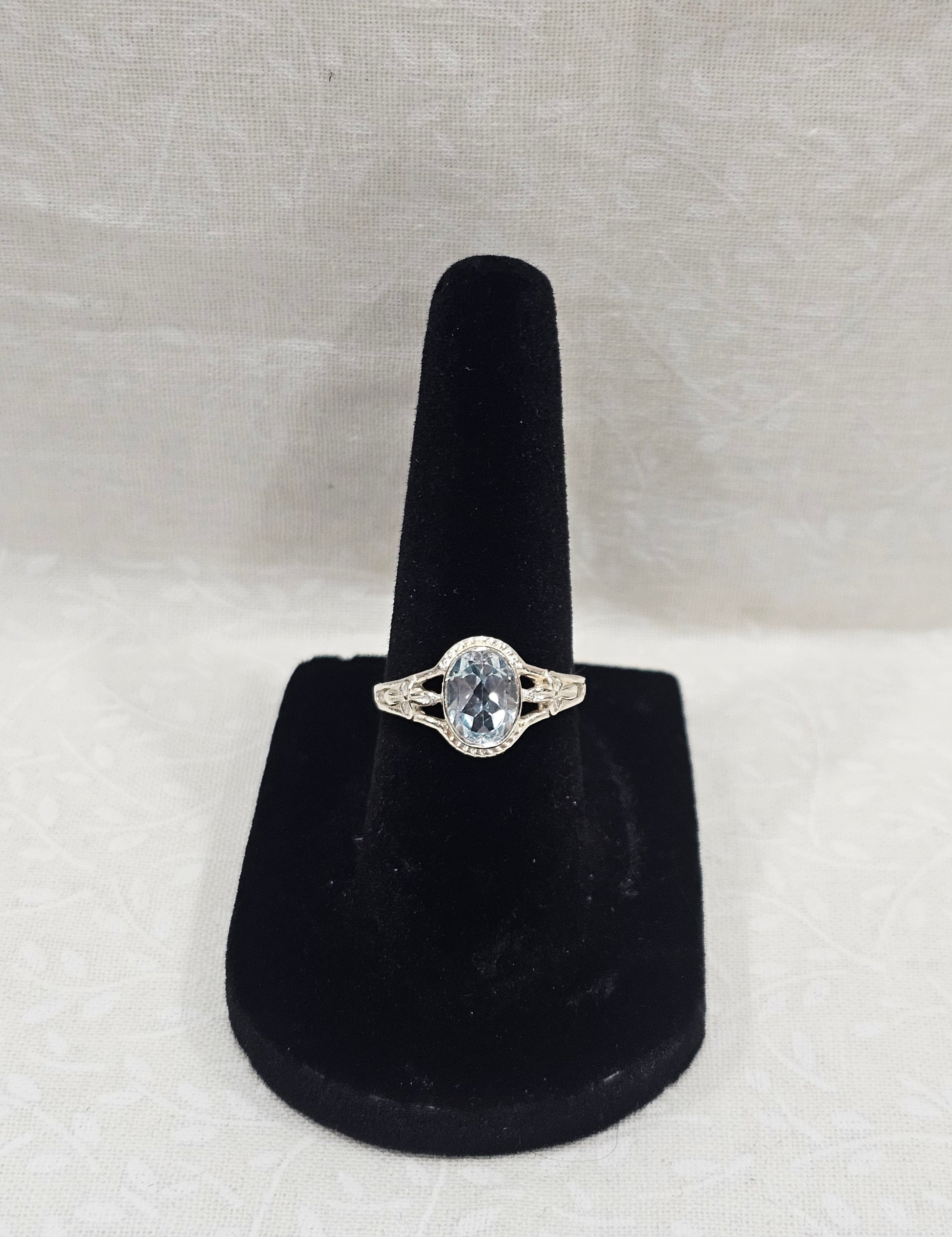 Sterling Silver Aquamarine Gemstone Ring March Birthstone - Size 8