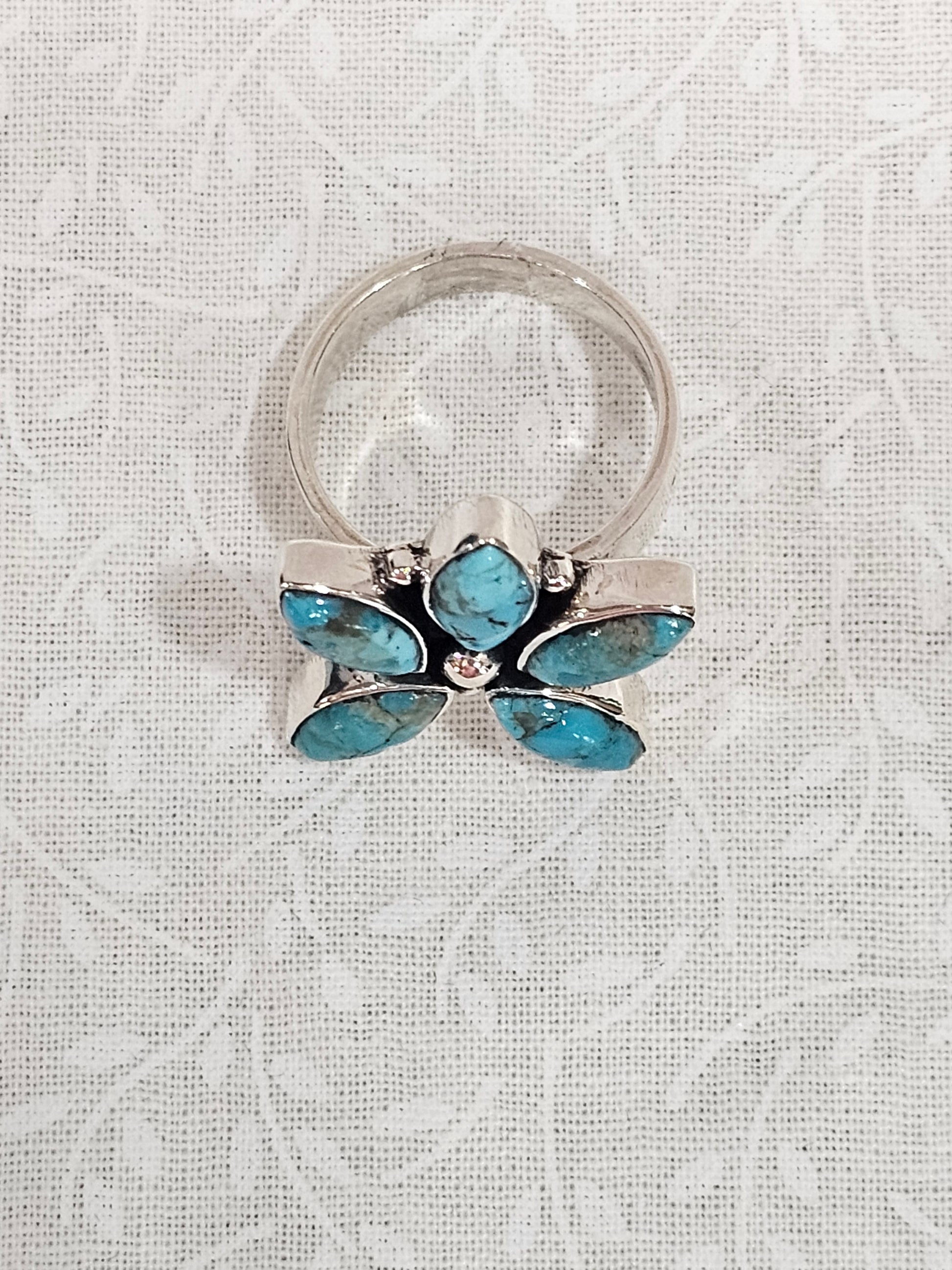 Sterling Silver Turquoise Gemstone Ring Adjustable