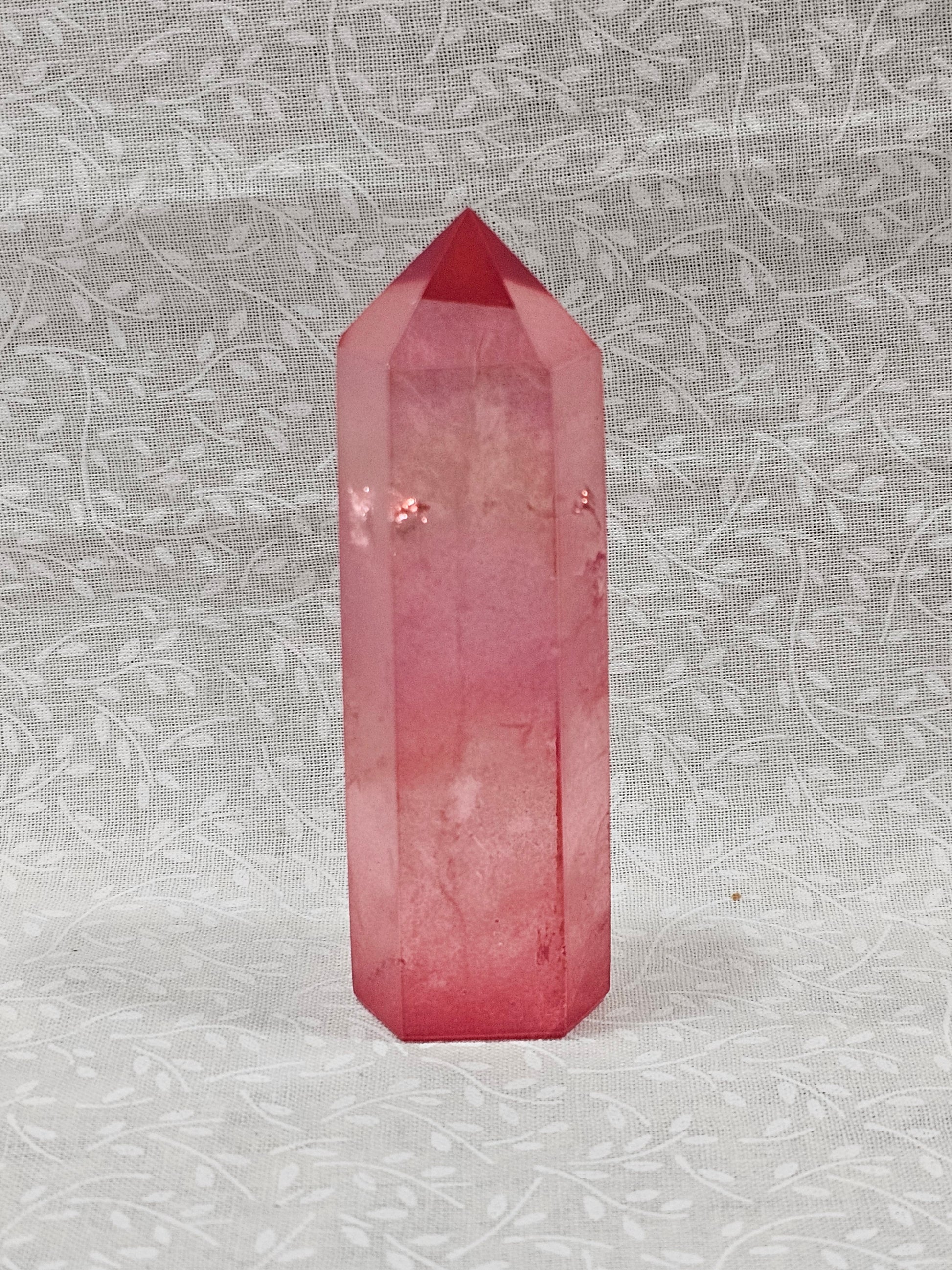 Red Aura Quartz Crystal Tower