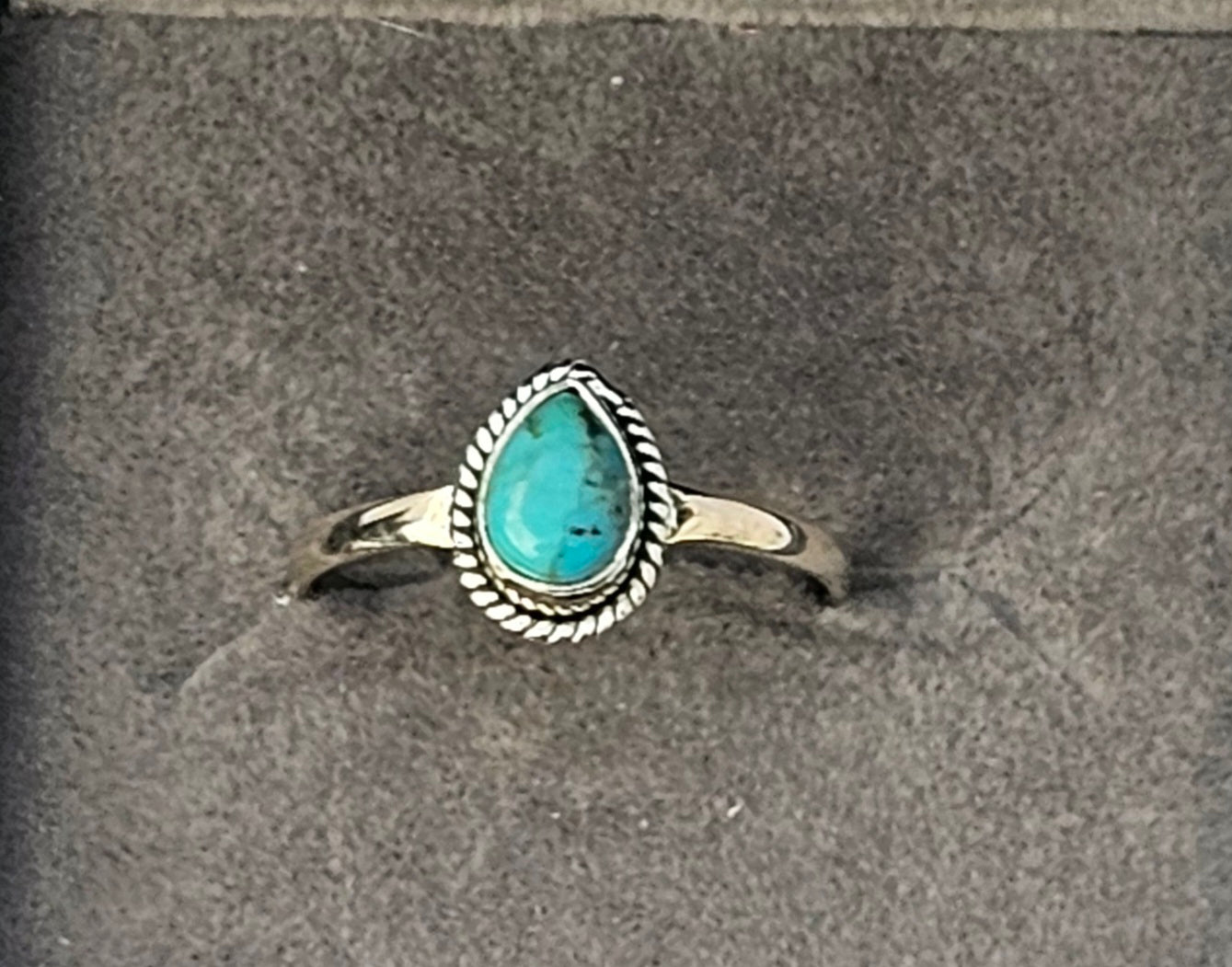 Sterling Silver Turquoise Gemstone Ring Vibrant Blue - Size 8