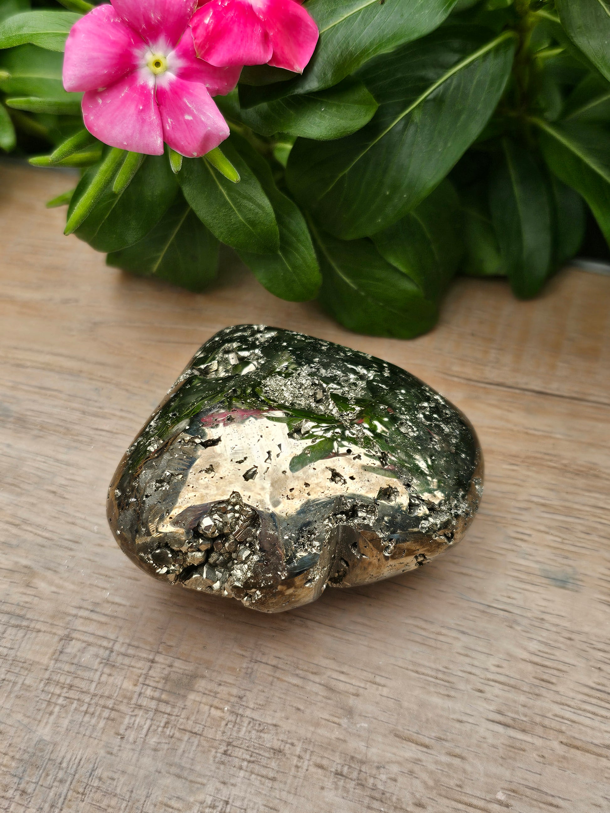Pyrite Crystal Heart 2.5 Inch - Natural Fool's Gold Stone