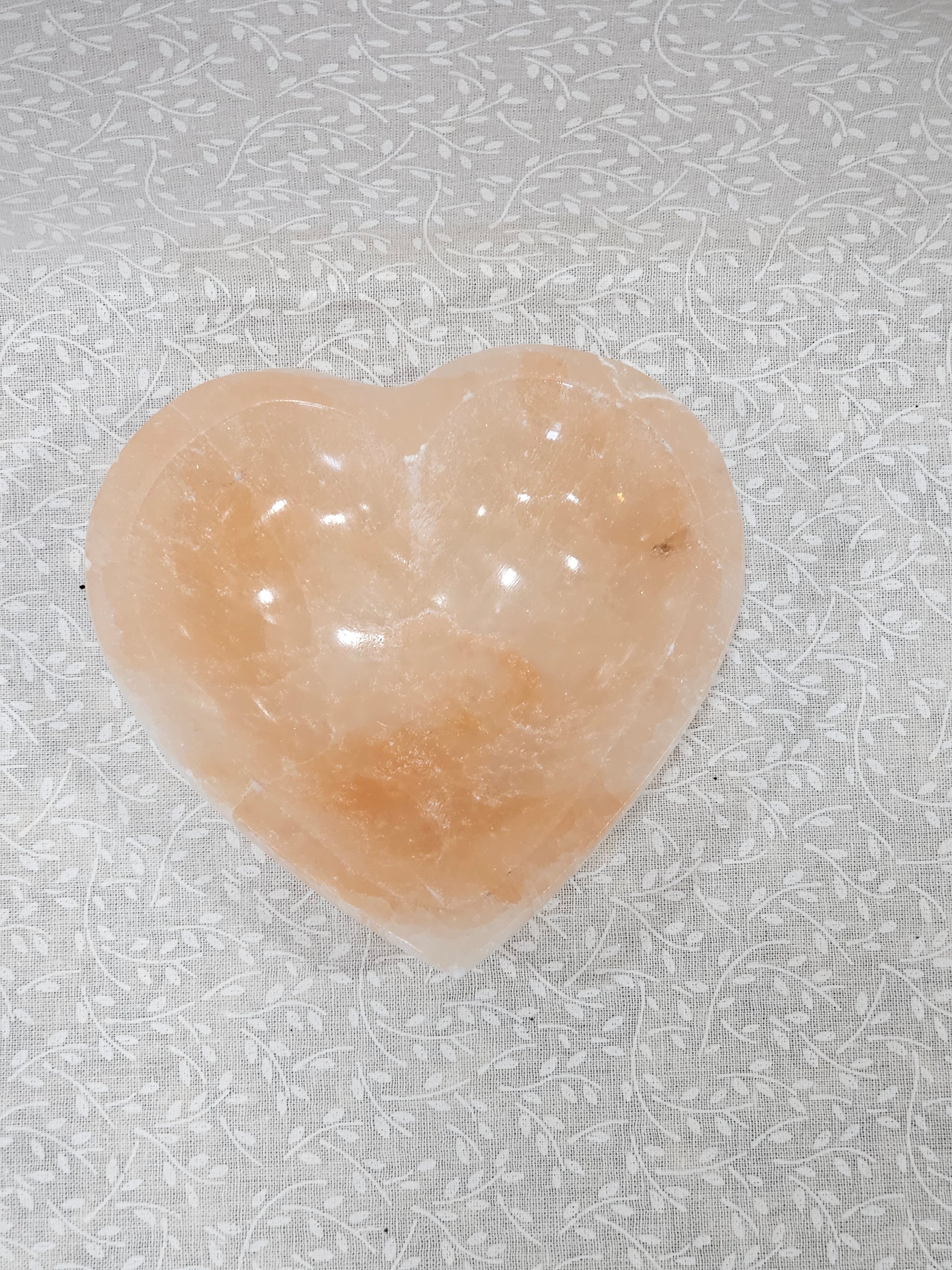 Orange Calcite Crystal Heart Bowl 5 Inch