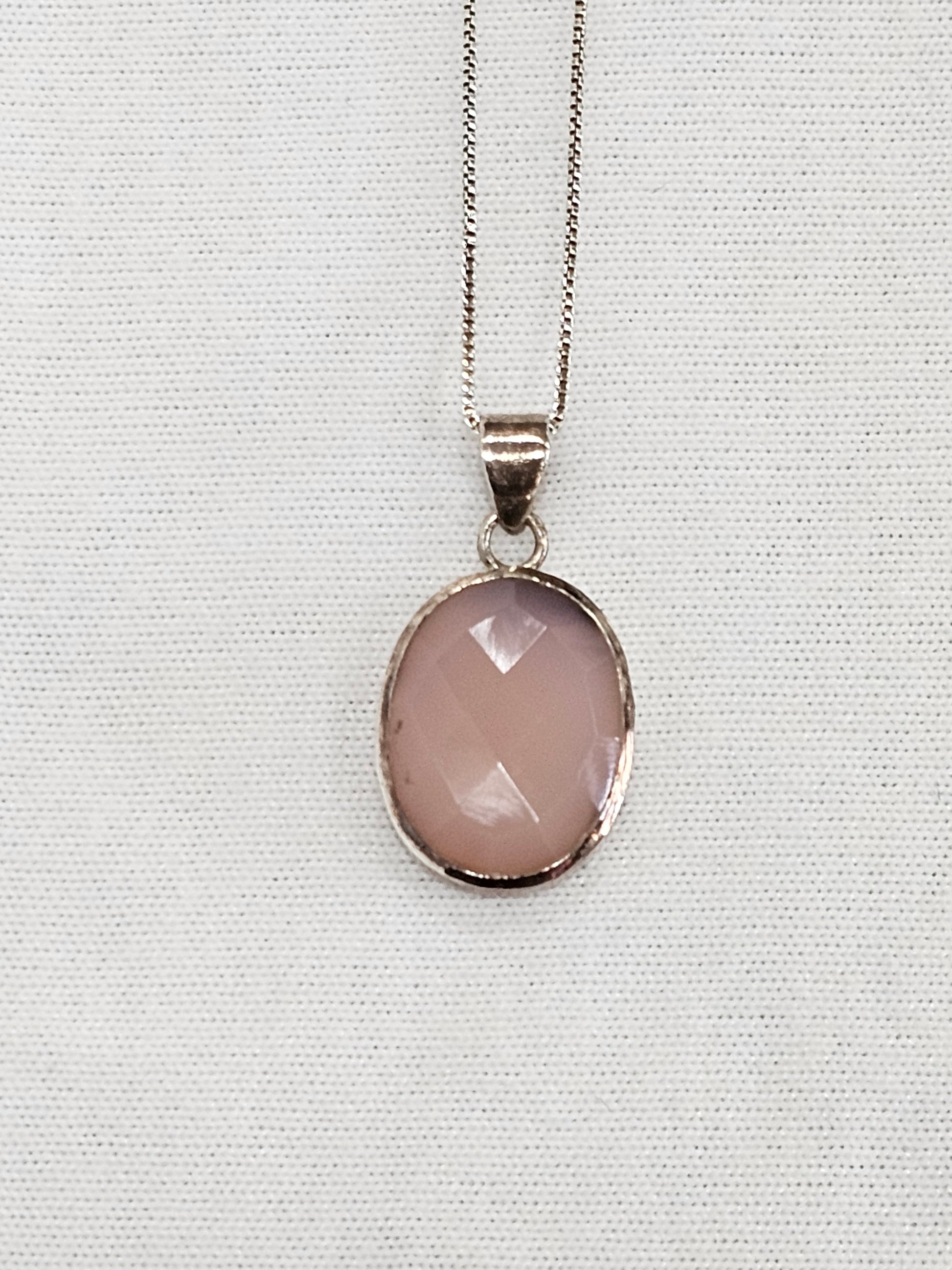 Rose Quartz Necklace - Sterling Silver with Adjustable 18" to 20" Chain