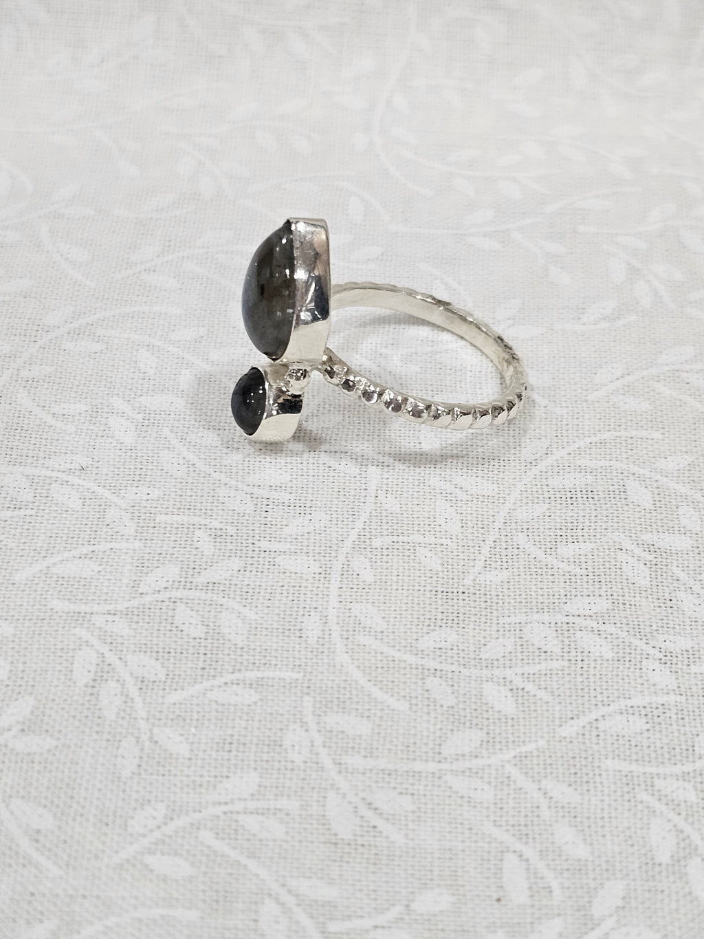 Sterling Silver Double Labradorite Gemstone Ring - Size 8.5