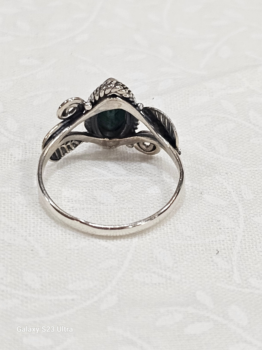 Natural Emerald Sterling Silver Ring Size 7 - Prosperity Stone