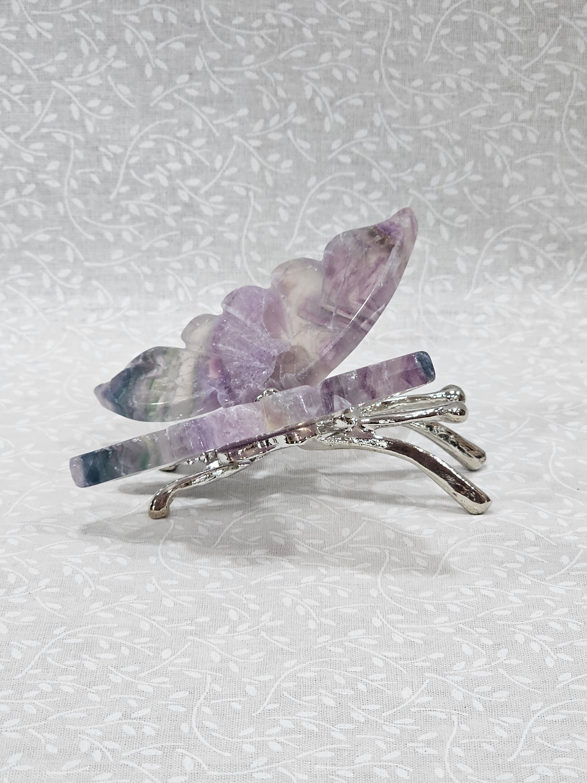 Rainbow Fluorite Crystal Butterfly 4 Inch