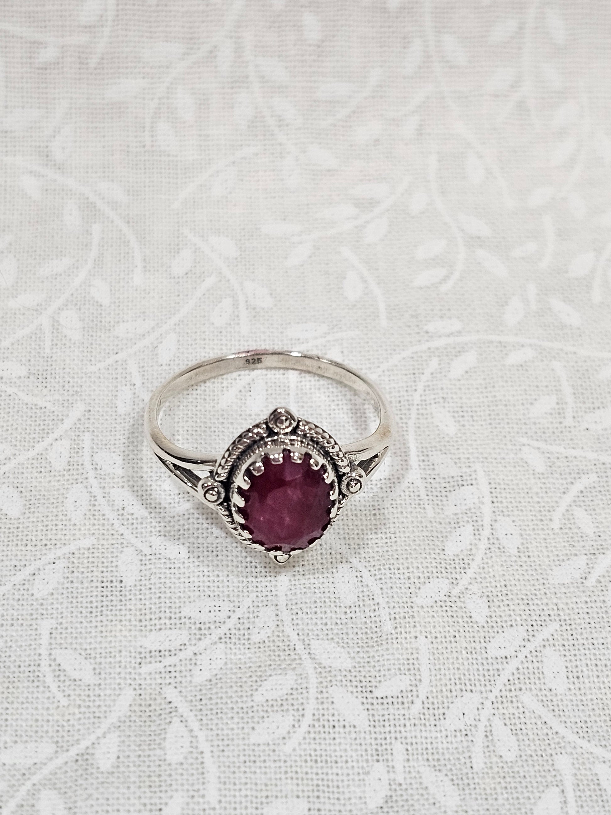 Sterling Silver Classic Ruby Ring - Size 8