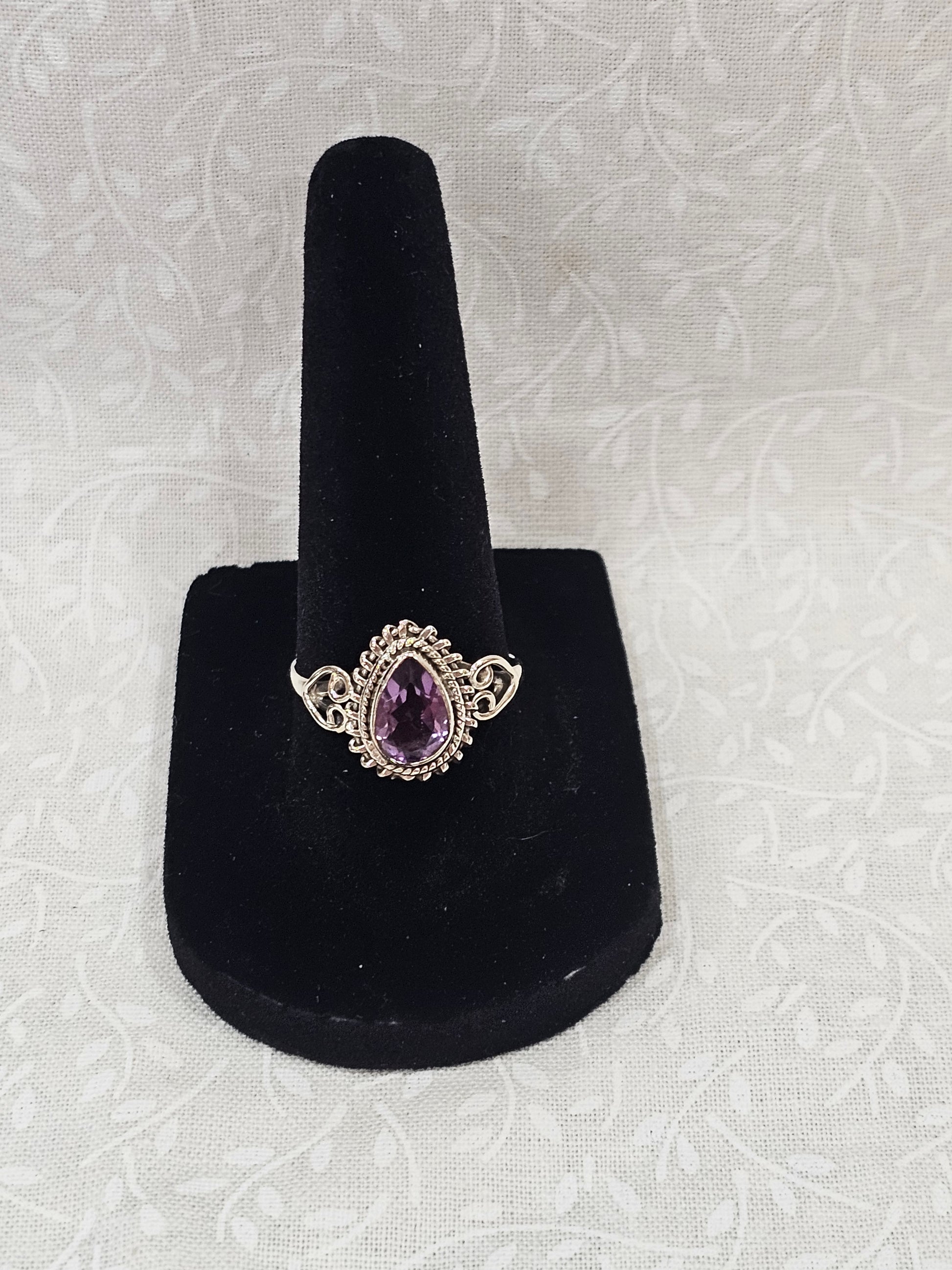 Sterling Silver Amethyst Healing Ring Emotional Balance - Size 8
