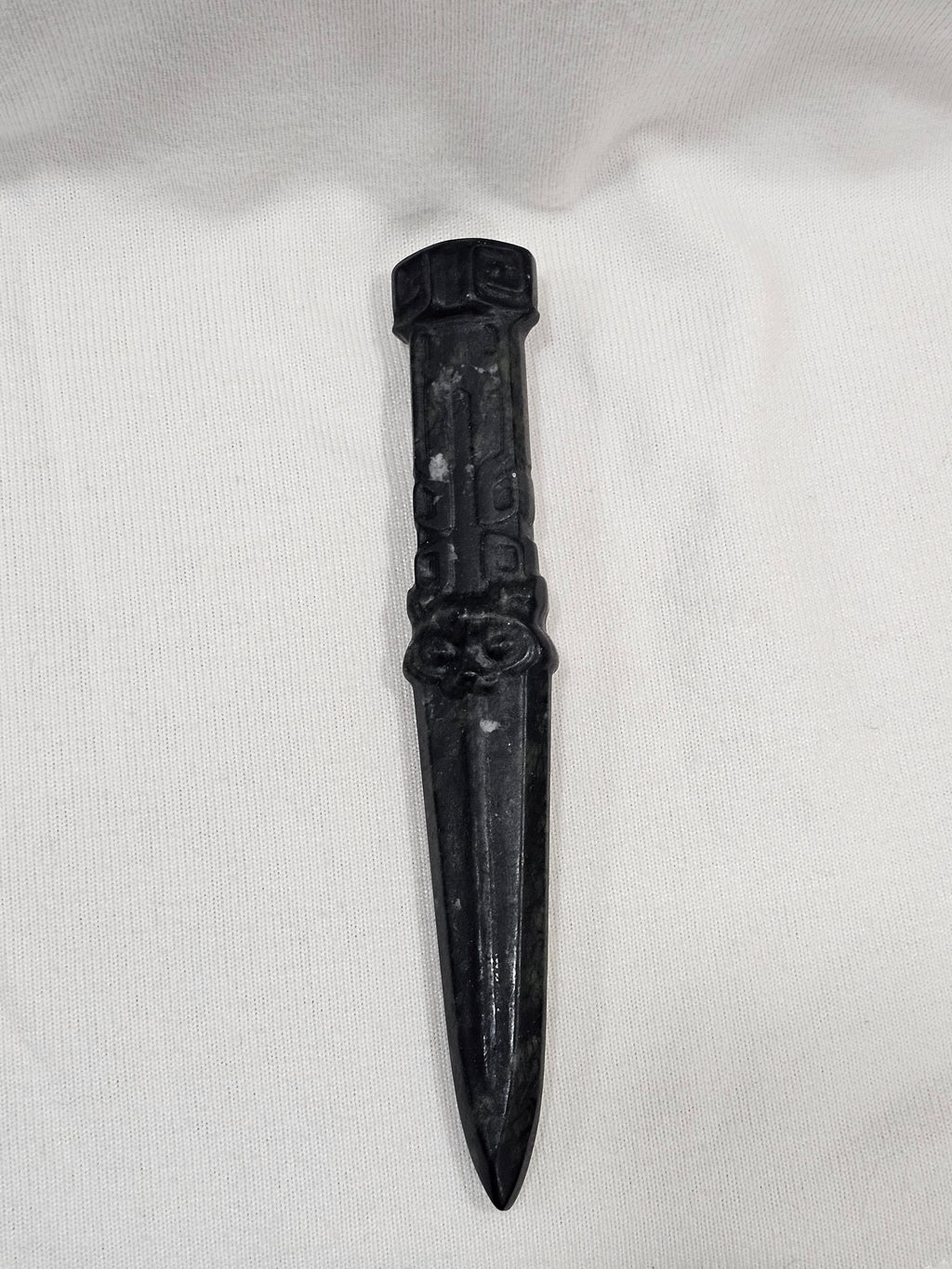 Black Obsidian Knife Dagger Fox Face Carving