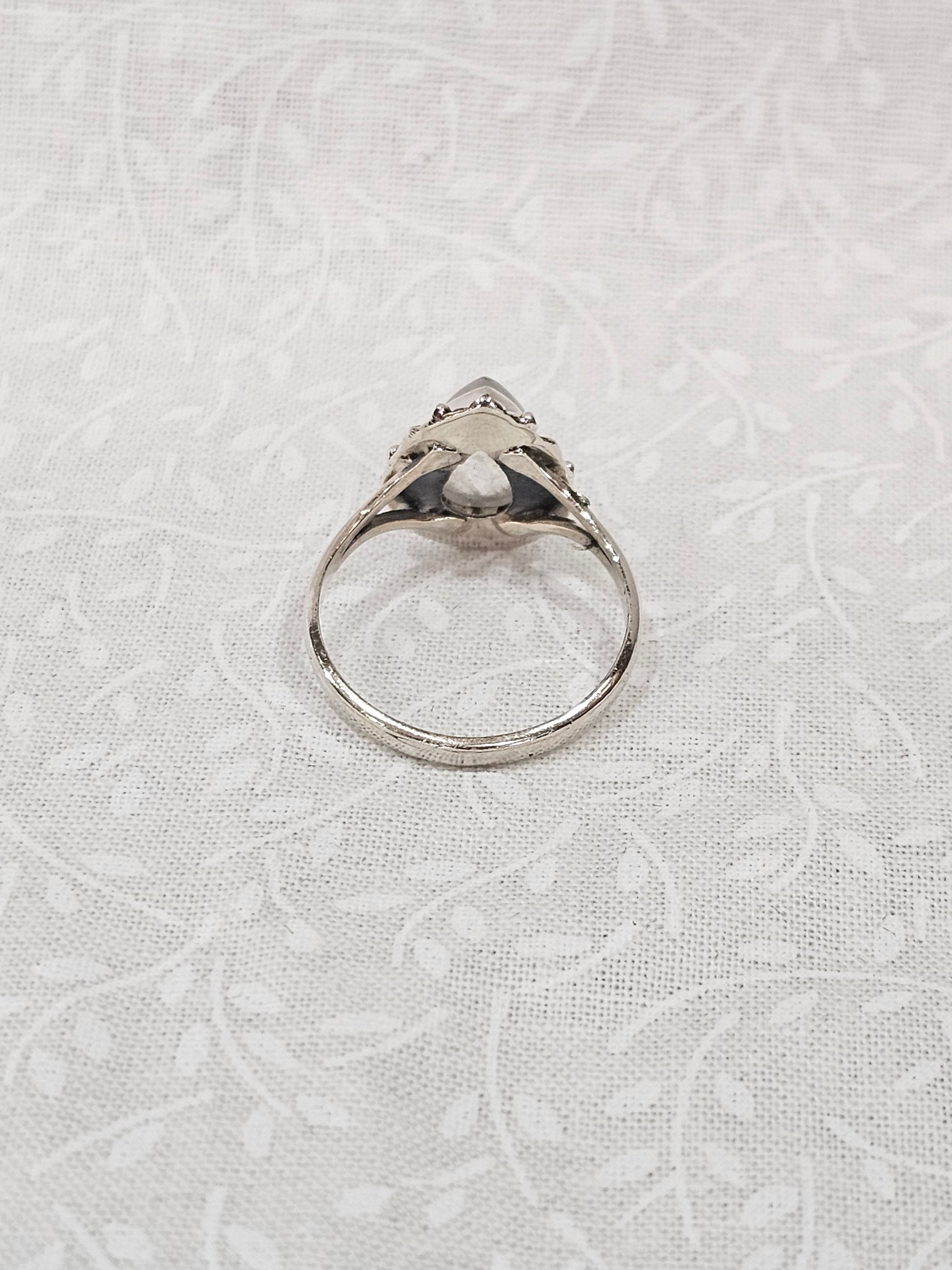 Sterling Silver Tear Drop Moonstone Ring - Size 8