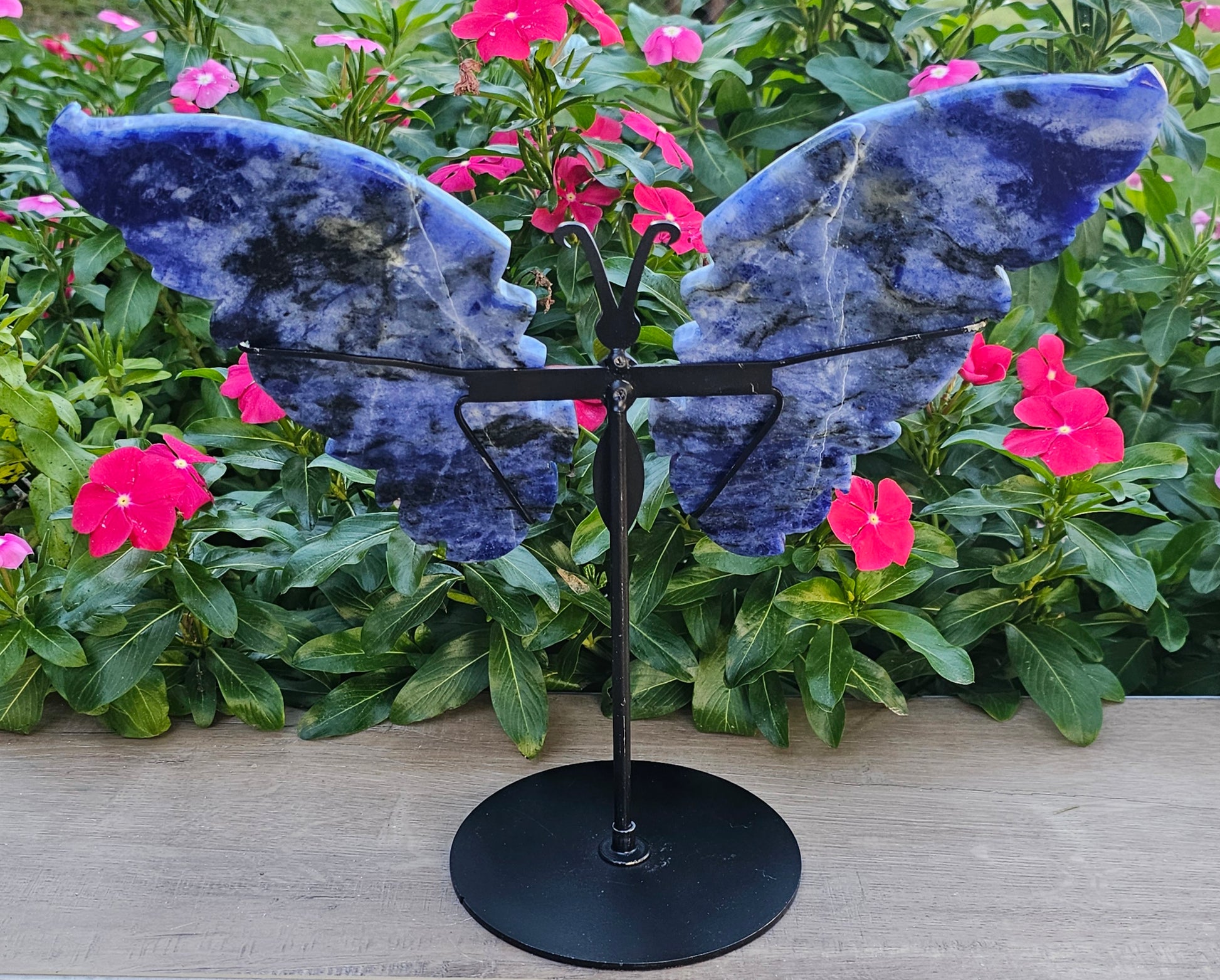 Sodalite Crystal Butterfly Wings with Stand -  Display