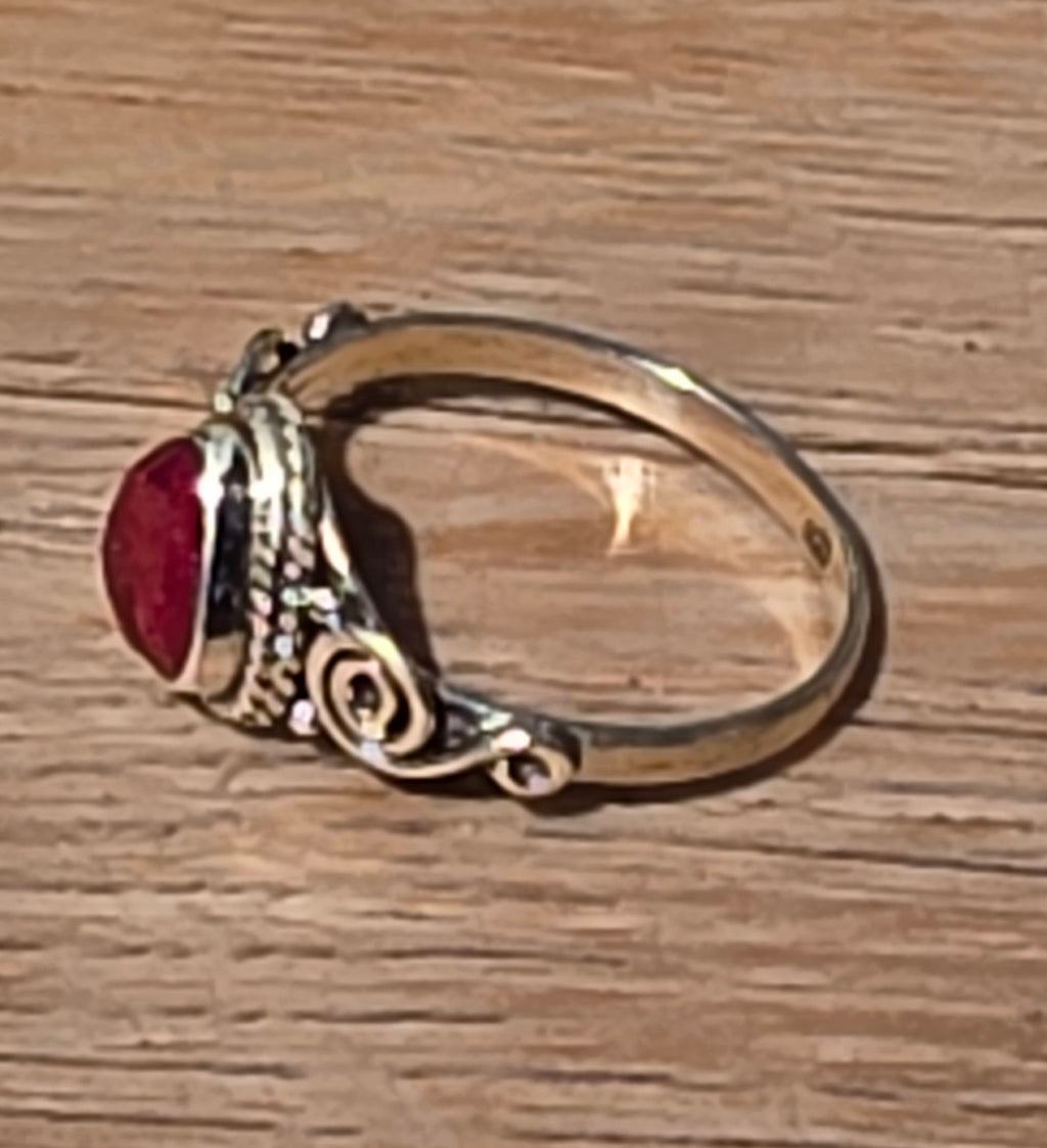 Sterling Silver Ruby Gemstone Ring Size 8