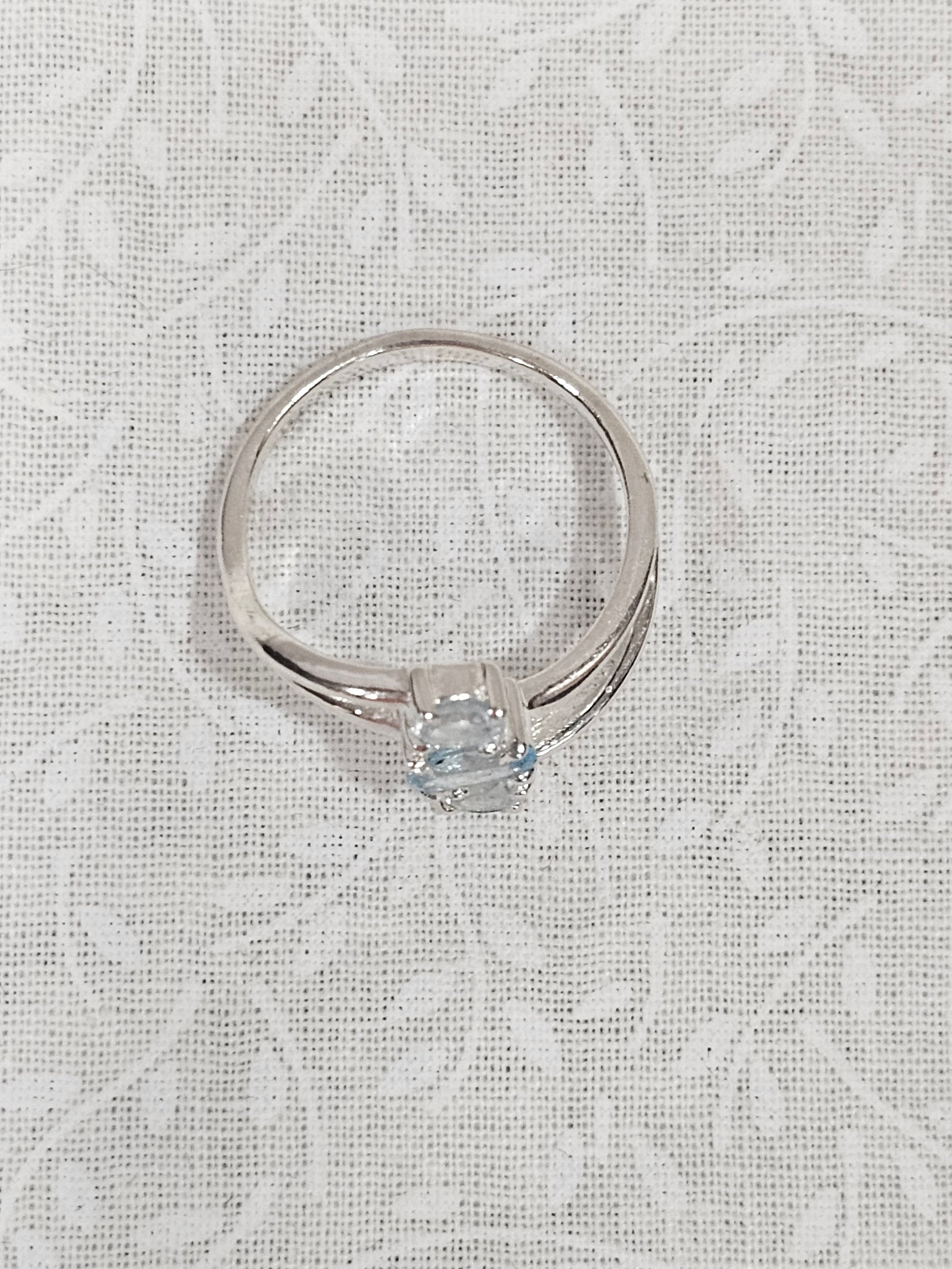 Sterling Silver Blue & White Topaz Ring - Size 8