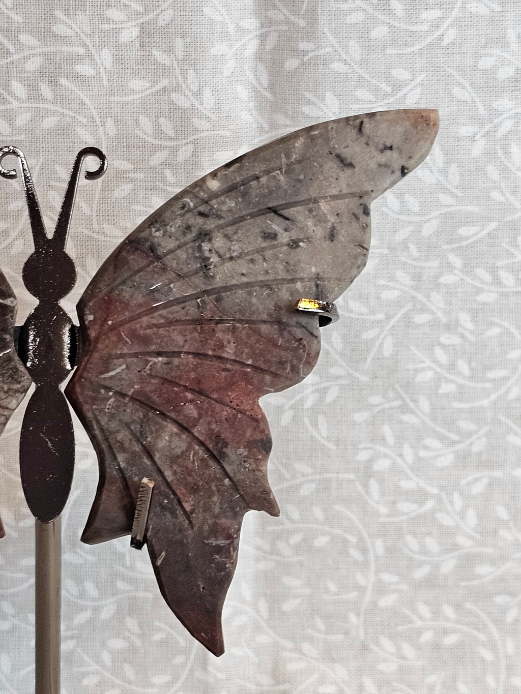 Jasper Crystal Butterfly Wings with Stand Red Tones - 5 Inch Natural Stone Decor